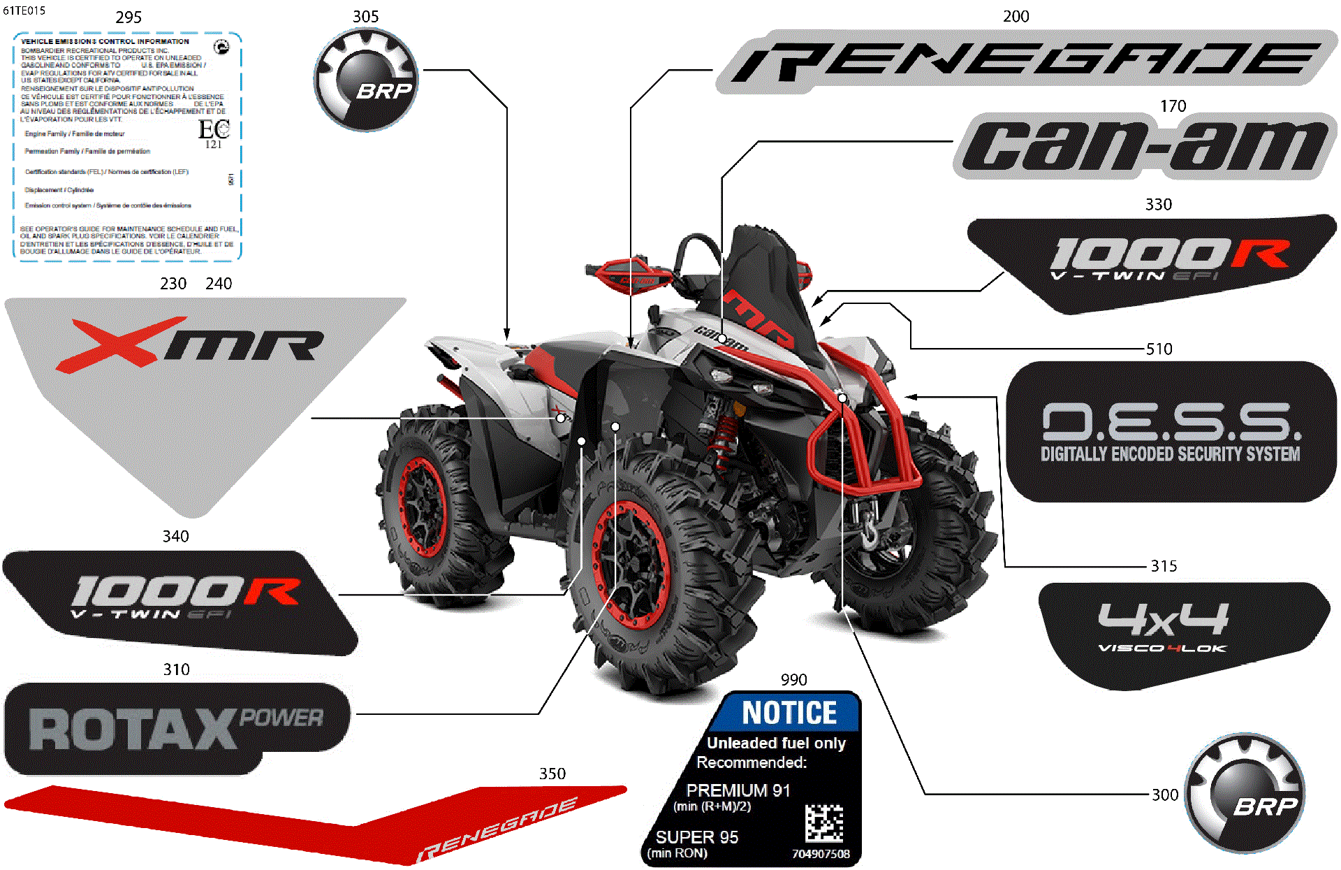 An Image of a Genuine Can-Am Parts Schematic Diagram showing the schematic - BODY - FEATURE DECALS