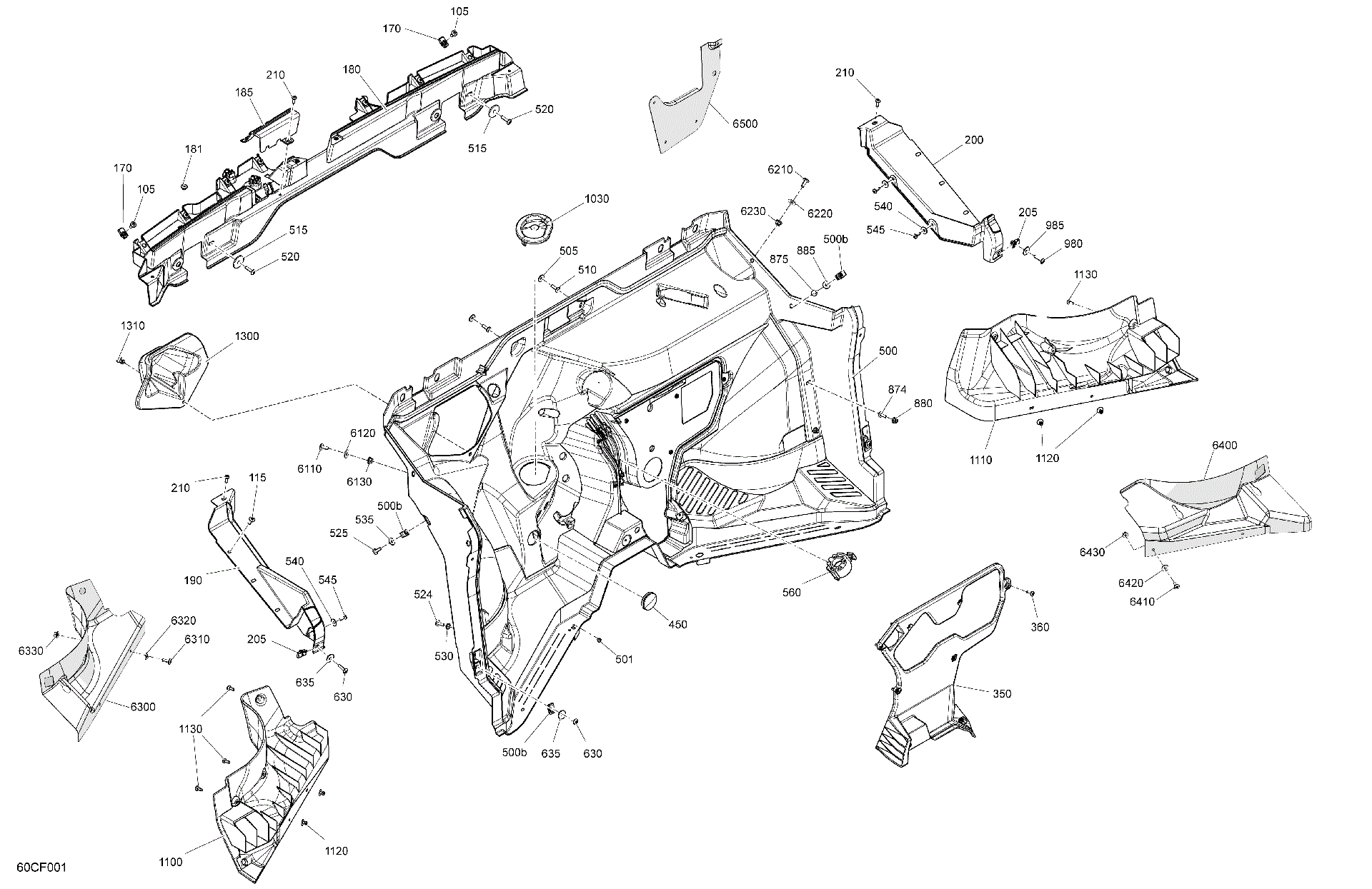 An Image of a Genuine Can-Am Parts Schematic Diagram showing the schematic - CAB INTERIOR - FIREWALL
