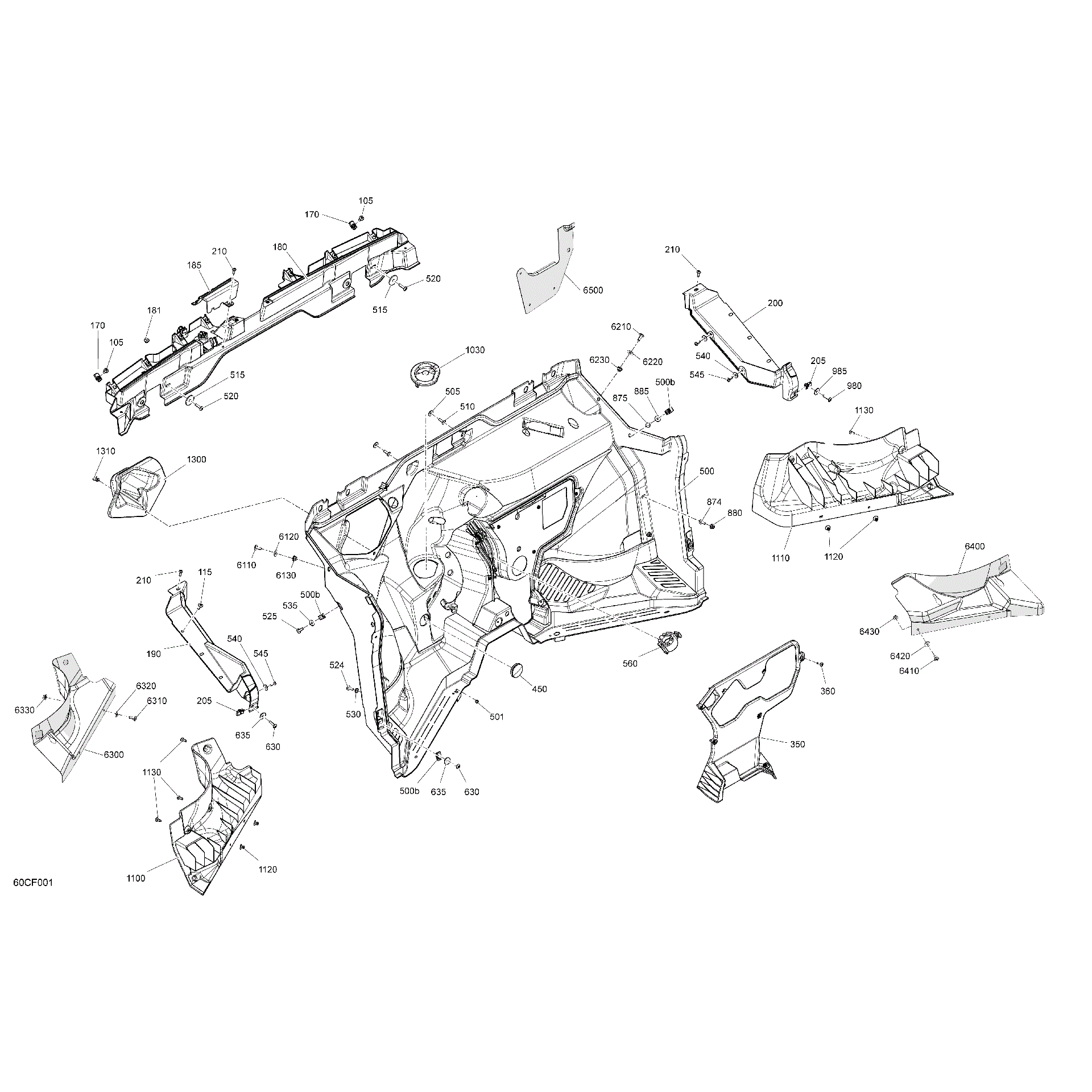 An Image of a Genuine Can-Am Parts Schematic Diagram showing the schematic - CAB INTERIOR - FIREWALL