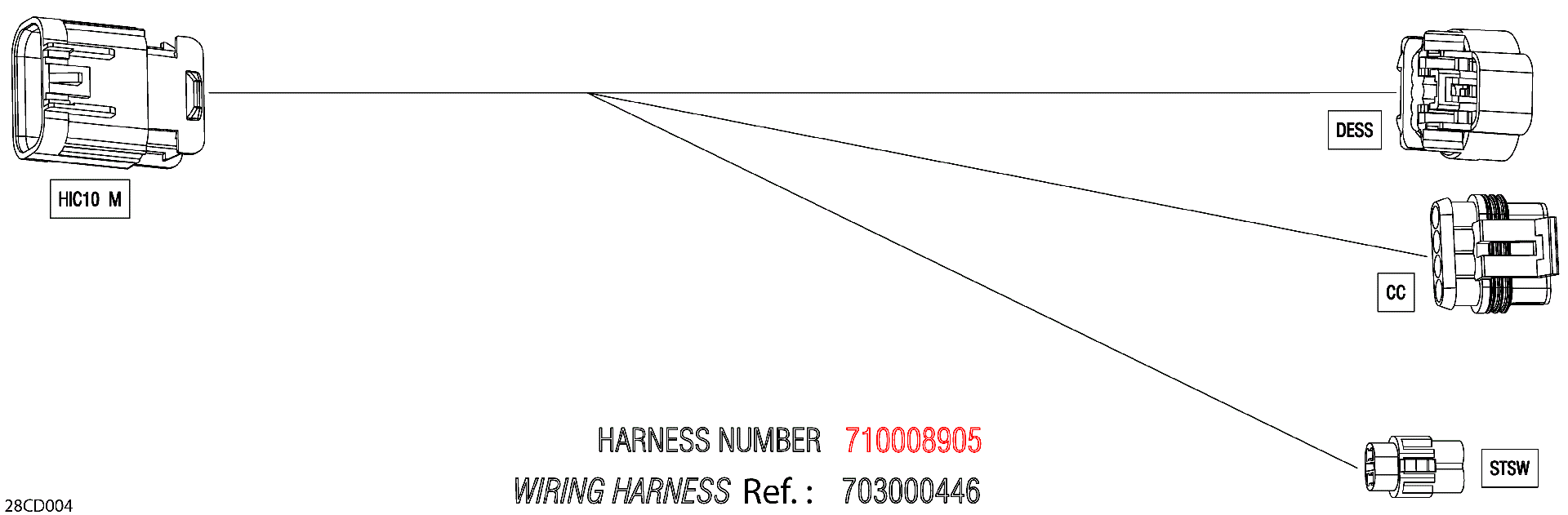 An Image of a Genuine Can-Am Parts Schematic Diagram showing the schematic - ELECTRIC - KEY WIRING HARNESS - 710008905