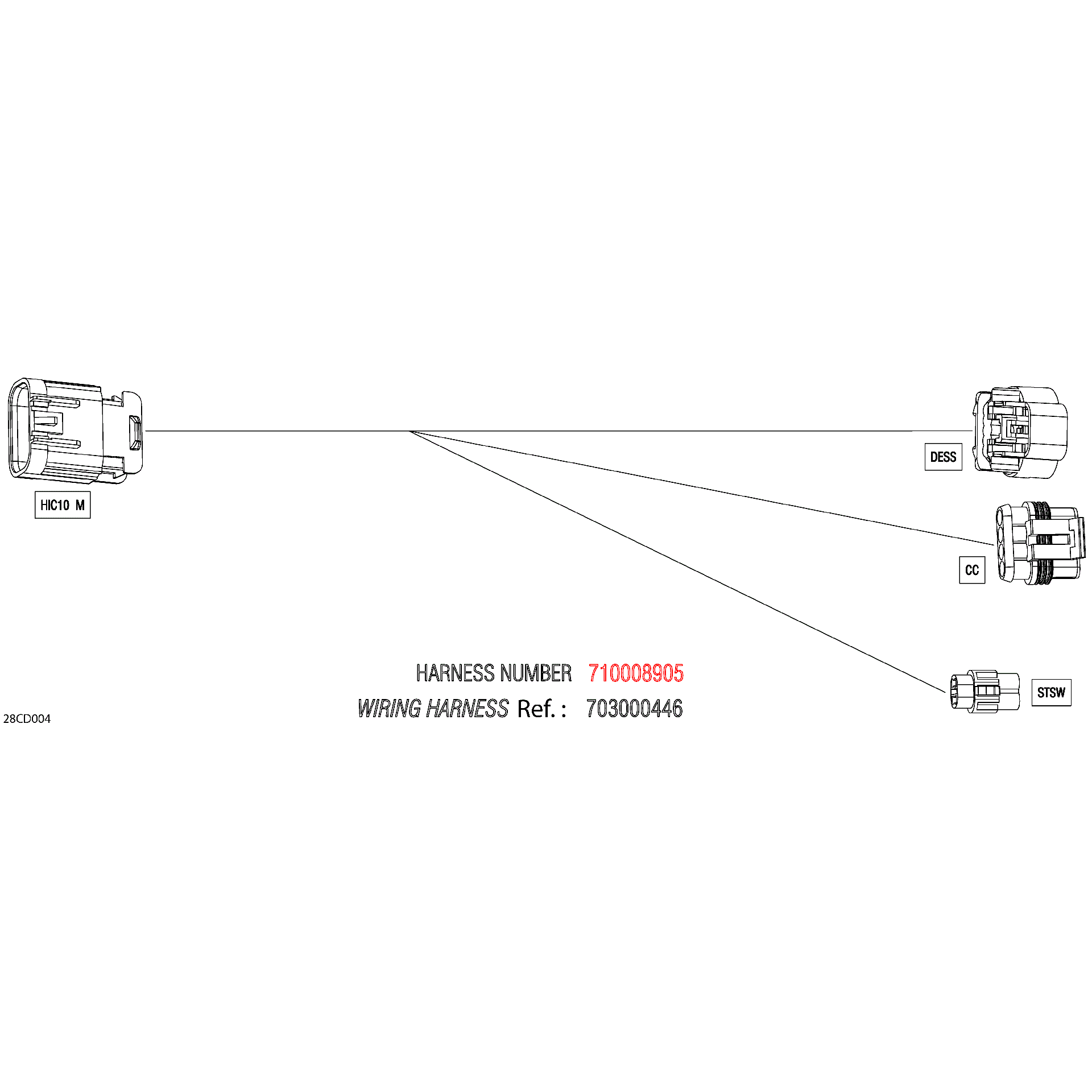 An Image of a Genuine Can-Am Parts Schematic Diagram showing the schematic - ELECTRIC - KEY WIRING HARNESS - 710008905