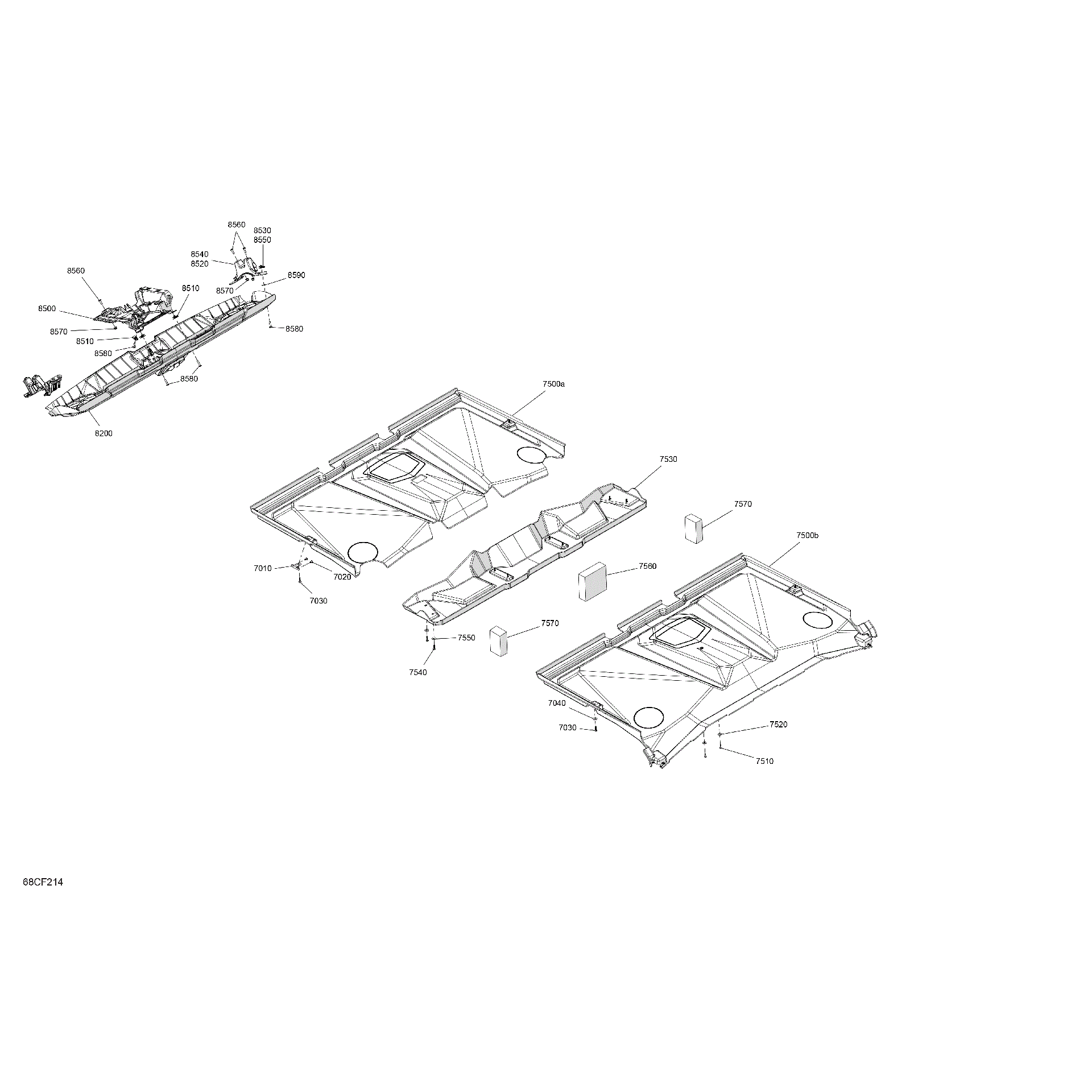 An Image of a Genuine Can-Am Parts Schematic Diagram showing the schematic - ENCLOSURE CAB - ROOF LINER