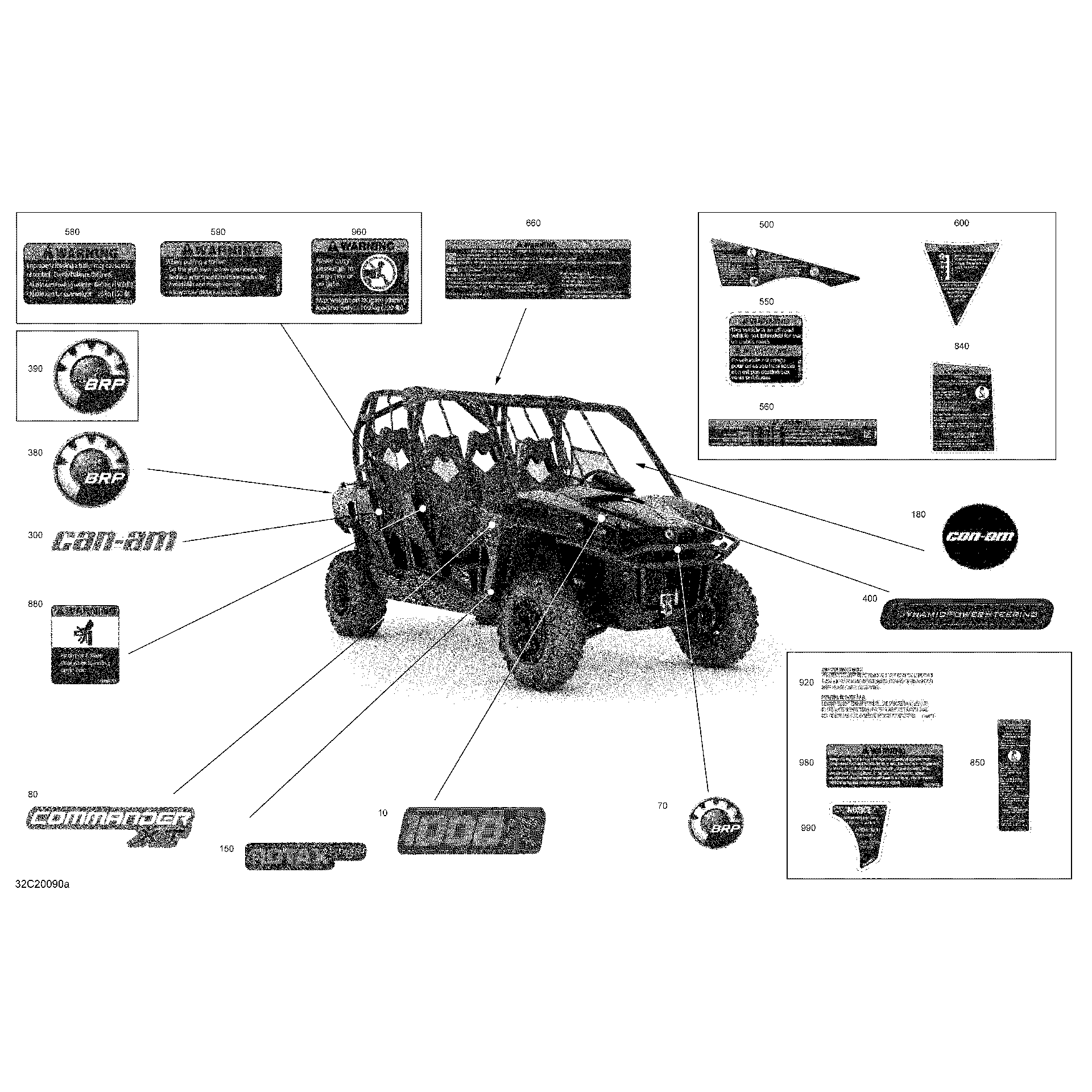 An Image of a Genuine Can-Am Parts Schematic Diagram showing the schematic - DECALS - XT