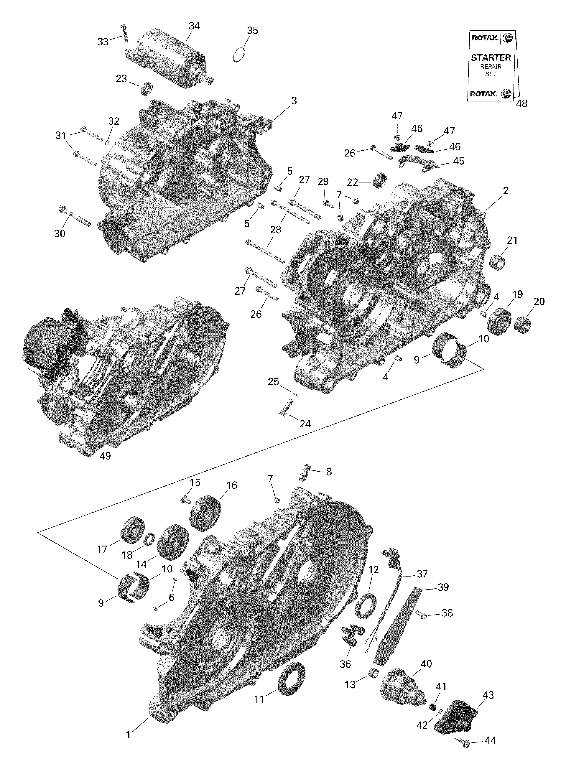 An Image of a Genuine Can-Am Parts Schematic Diagram showing the schematic - ROTAX - CRANKCASE - 2