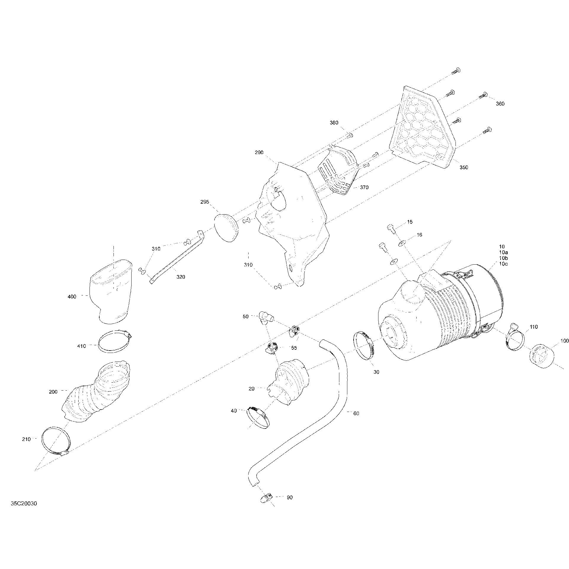 An Image of a Genuine Can-Am Parts Schematic Diagram showing the schematic - AIR INTAKE