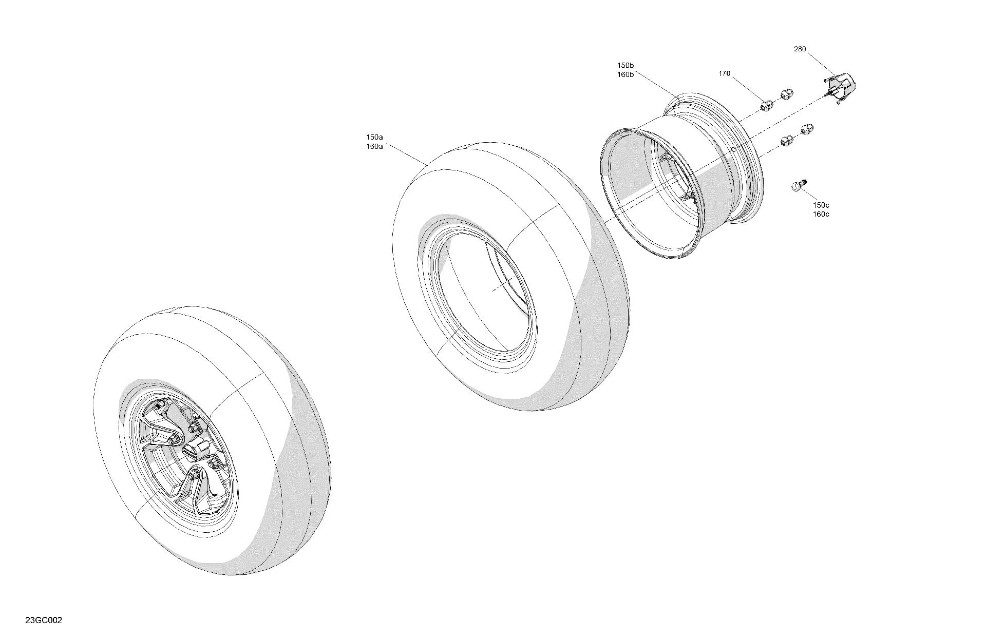 An Image of a Genuine Can-Am Parts Schematic Diagram showing the schematic - DRIVE - REAR WHEELS