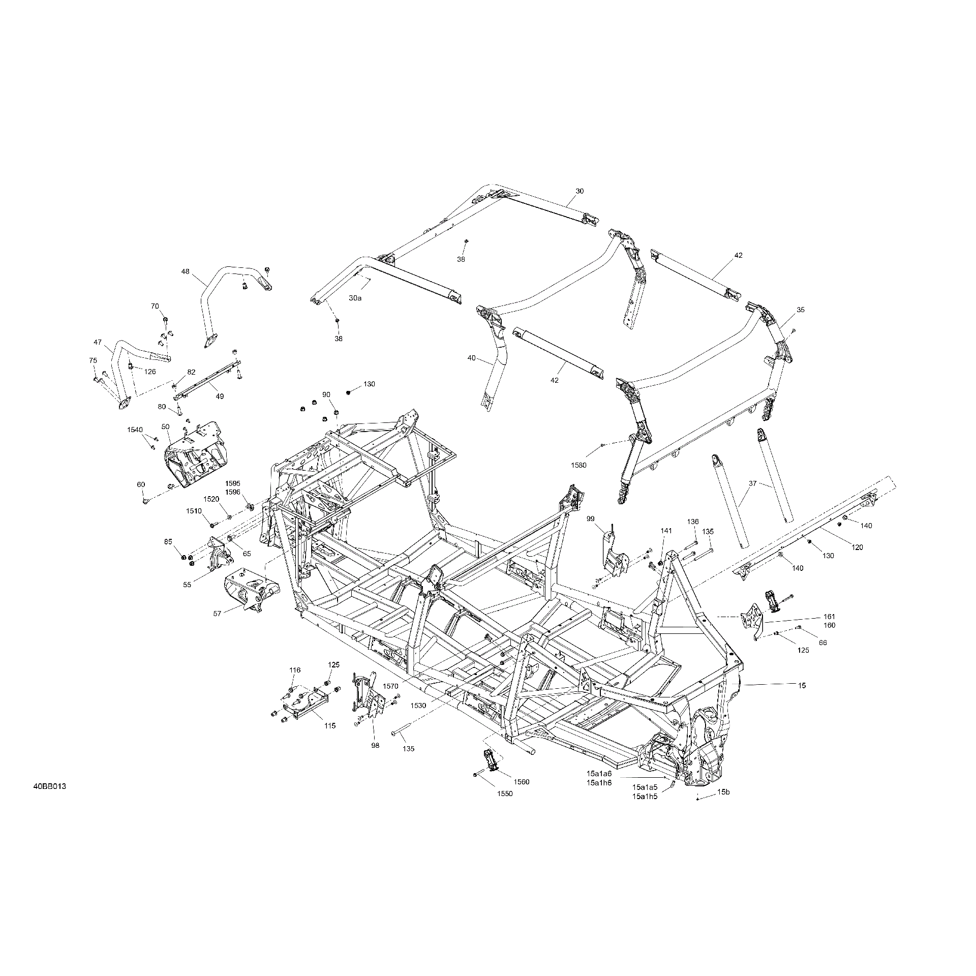 An Image of a Genuine Can-Am Parts Schematic Diagram showing the schematic - FRAME - SYSTEM