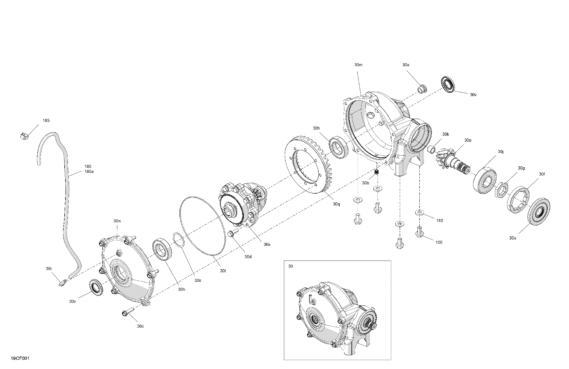 An Image of a Genuine Can-Am Parts Schematic Diagram showing the schematic - DRIVE - FRONT - DIFFERENTIAL PARTS