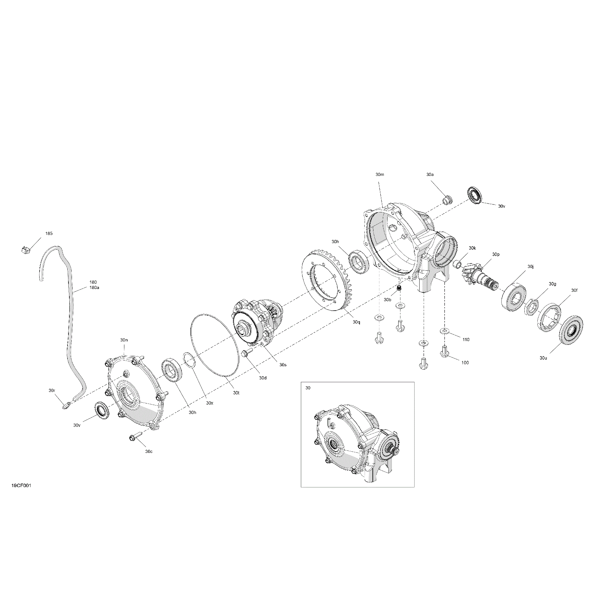 An Image of a Genuine Can-Am Parts Schematic Diagram showing the schematic - DRIVE - FRONT - DIFFERENTIAL PARTS