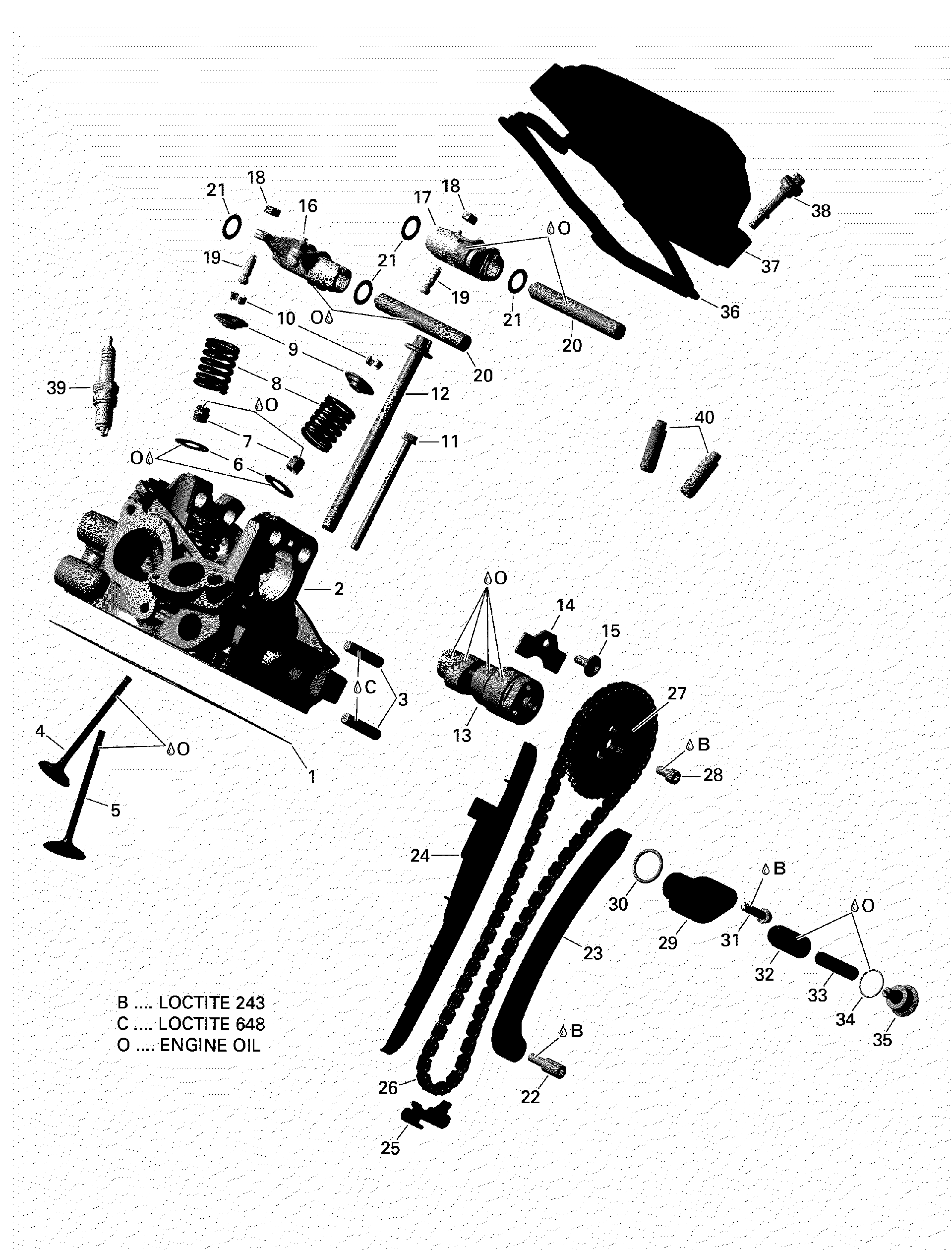 An Image of a Genuine Can-Am Parts Schematic Diagram showing the schematic - ROTAX - CYLINDER HEAD REAR