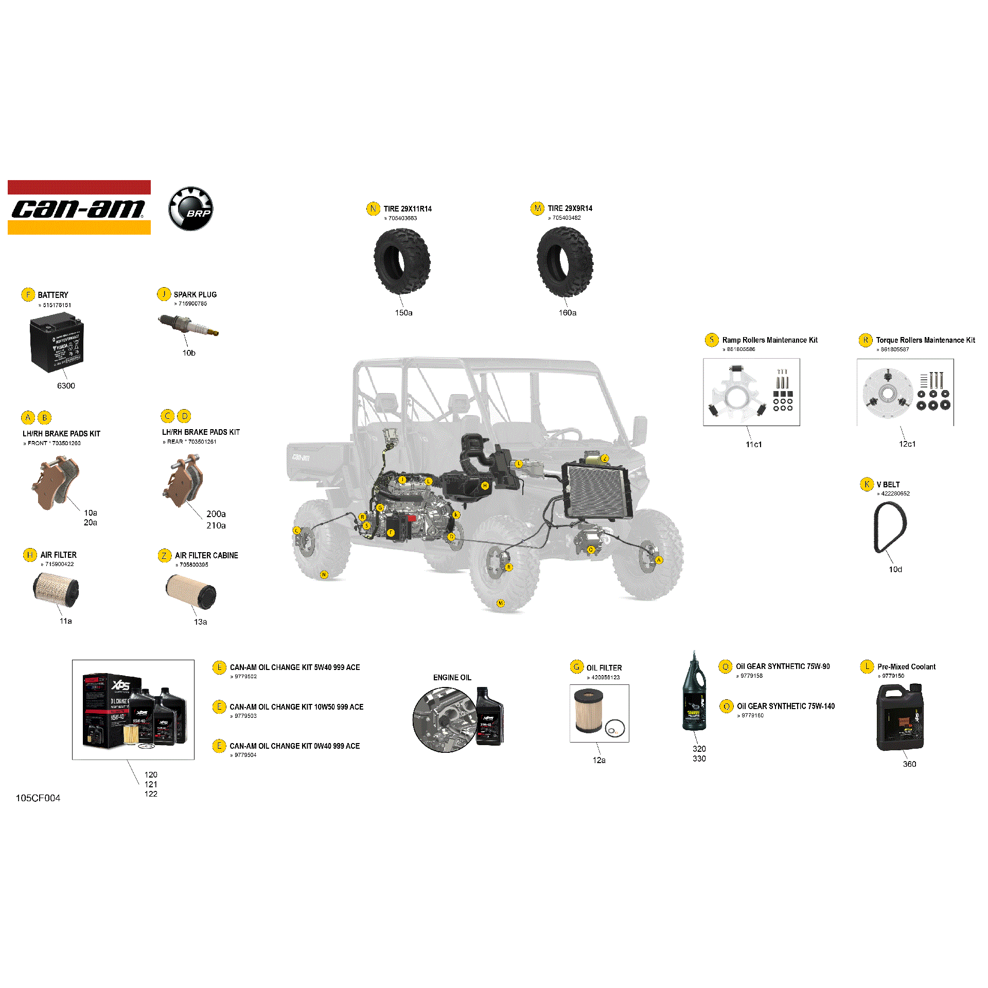 An Image of a Genuine Can-Am Parts Schematic Diagram showing the schematic - SERVICE - MAINTENANCE PARTS & FLUIDS