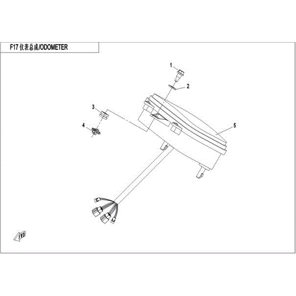 An Image of a Genuine CFMOTO Parts Schematic Diagram showing the schematic - ODOMETER - 2016 CFMOTO UFORCE 500