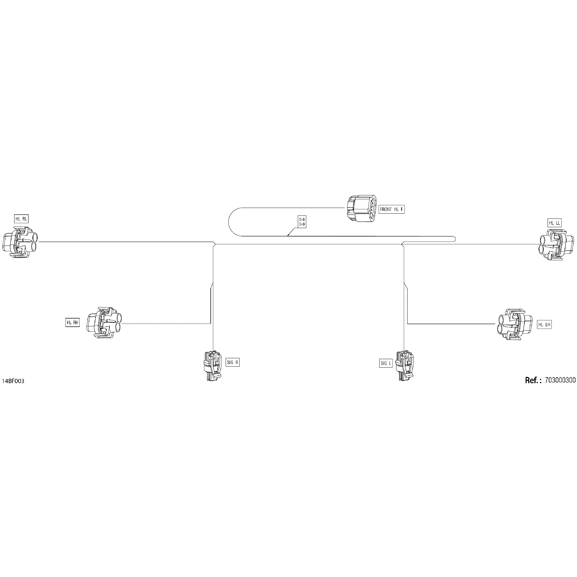 An Image of a Genuine Can-Am Parts Schematic Diagram showing the schematic - ELECTRIC - FRONT WIRING HARNESS - 710007250