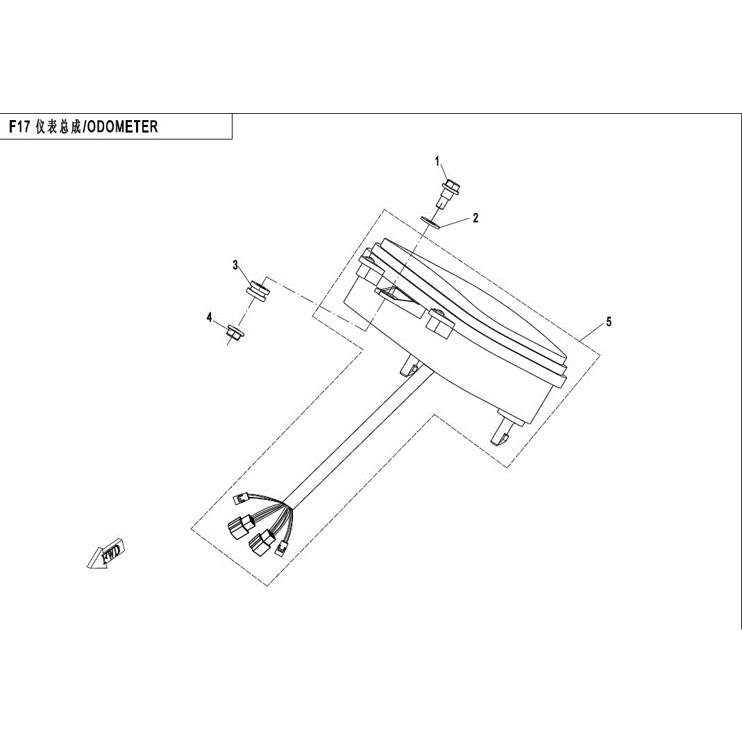 An Image of a genuine CFMOTO Parts Schematic Diagram showing the group - ODOMETER - 2017 CFMOTO CFORCE 500 HO