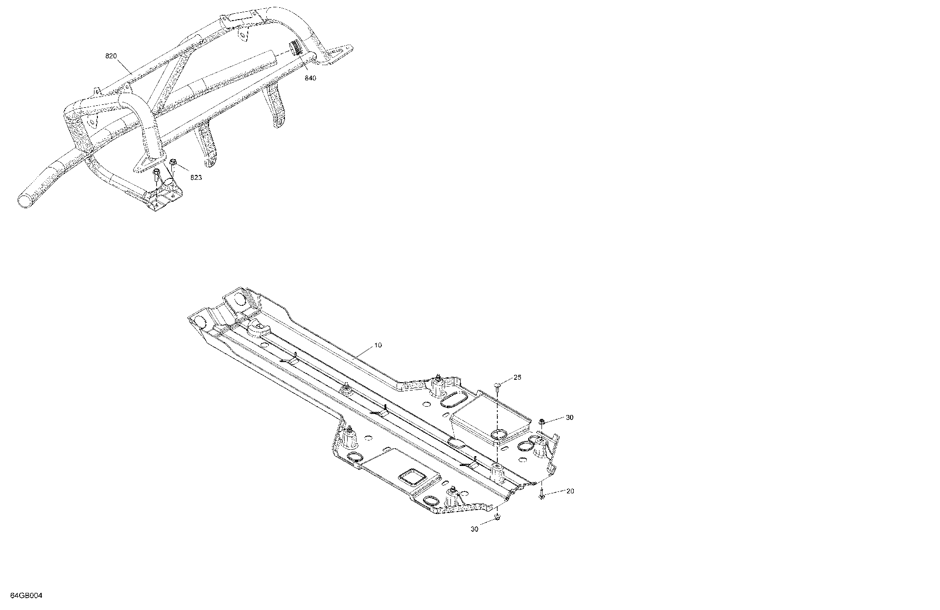 An Image of a Genuine Can-Am Parts Schematic Diagram showing the schematic - BODY - SKID PLATE AND BUMPER