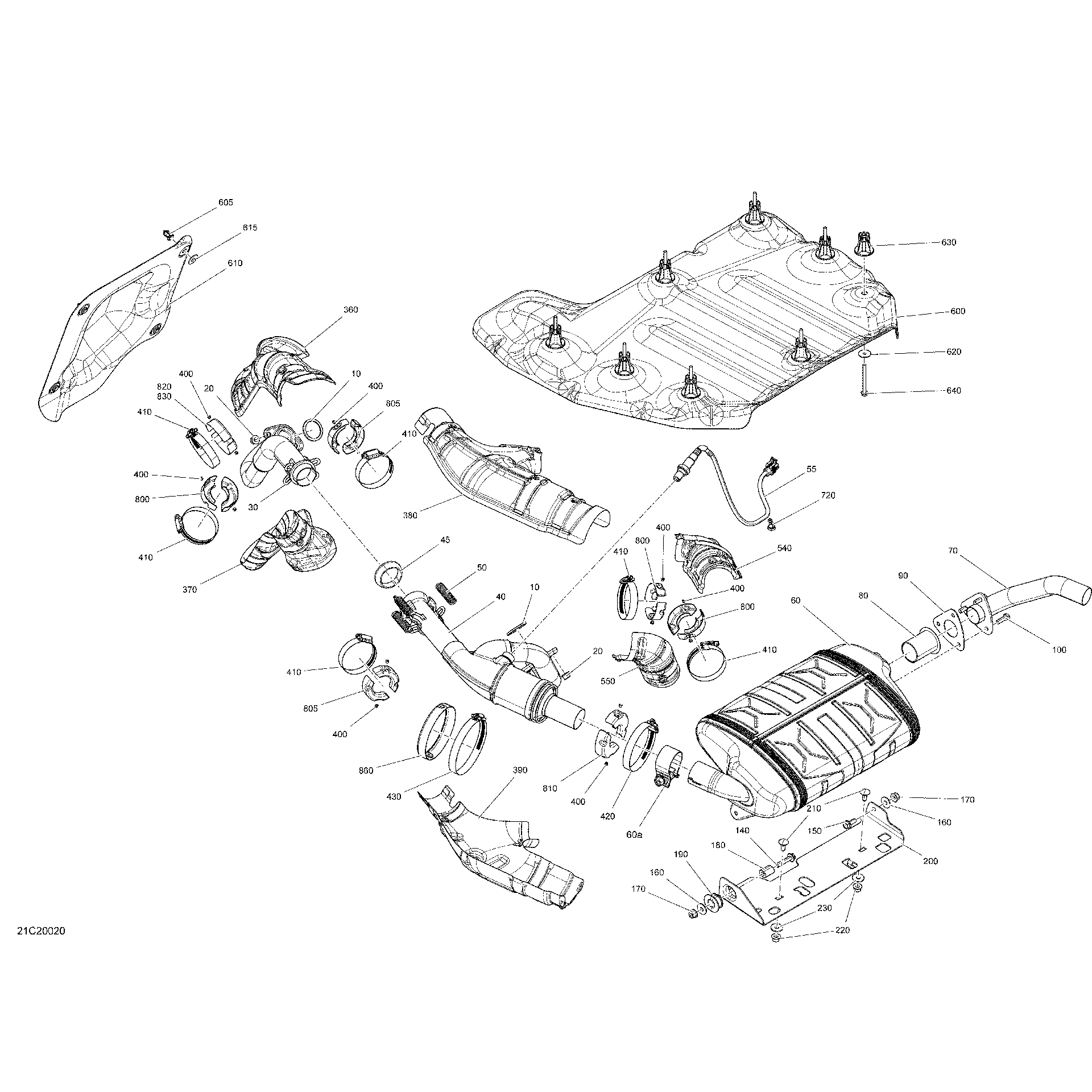 An Image of a Genuine Can-Am Parts Schematic Diagram showing the schematic - EXHAUST