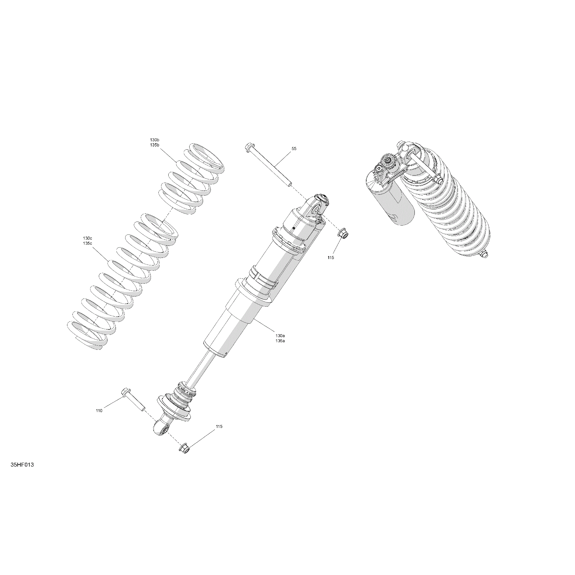 An Image of a Genuine Can-Am Parts Schematic Diagram showing the schematic - SUSPENSION - FRONT SHOCKS