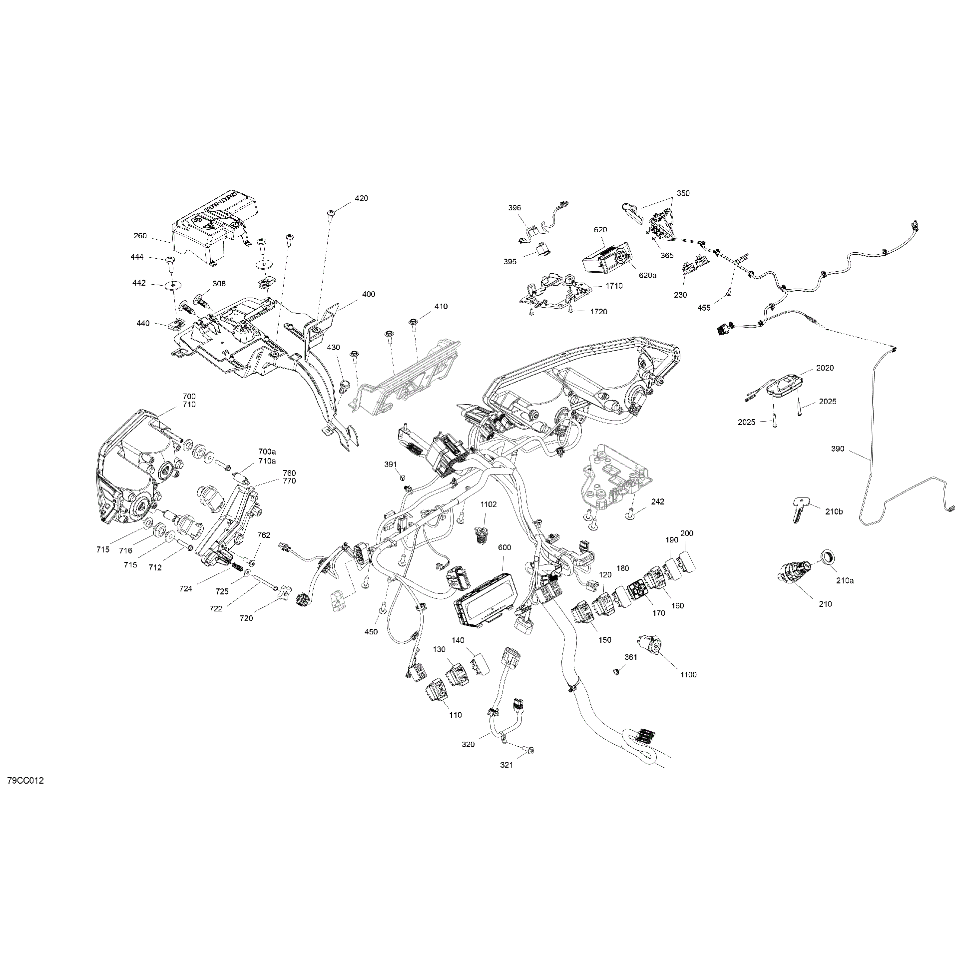 An Image of a Genuine Can-Am Parts Schematic Diagram showing the schematic - ELECTRIC - FRONT SECTION