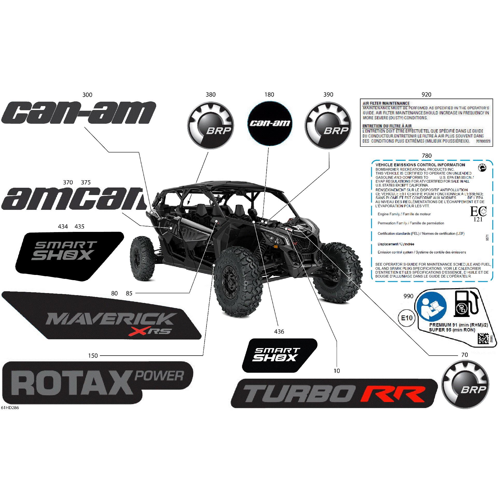 An Image of a Genuine Can-Am Parts Schematic Diagram showing the schematic - BODY - DECALS