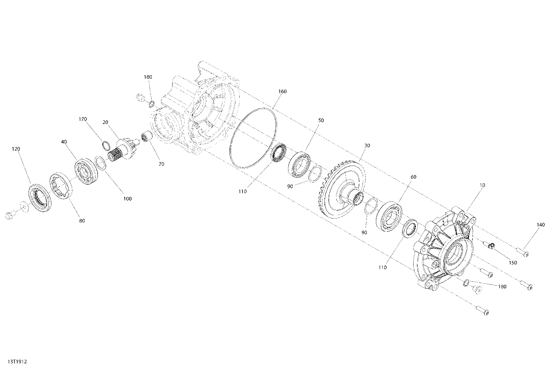 An Image of a Genuine Can-Am Parts Schematic Diagram showing the schematic - REAR DRIVE - FINAL DRIVE UNIT