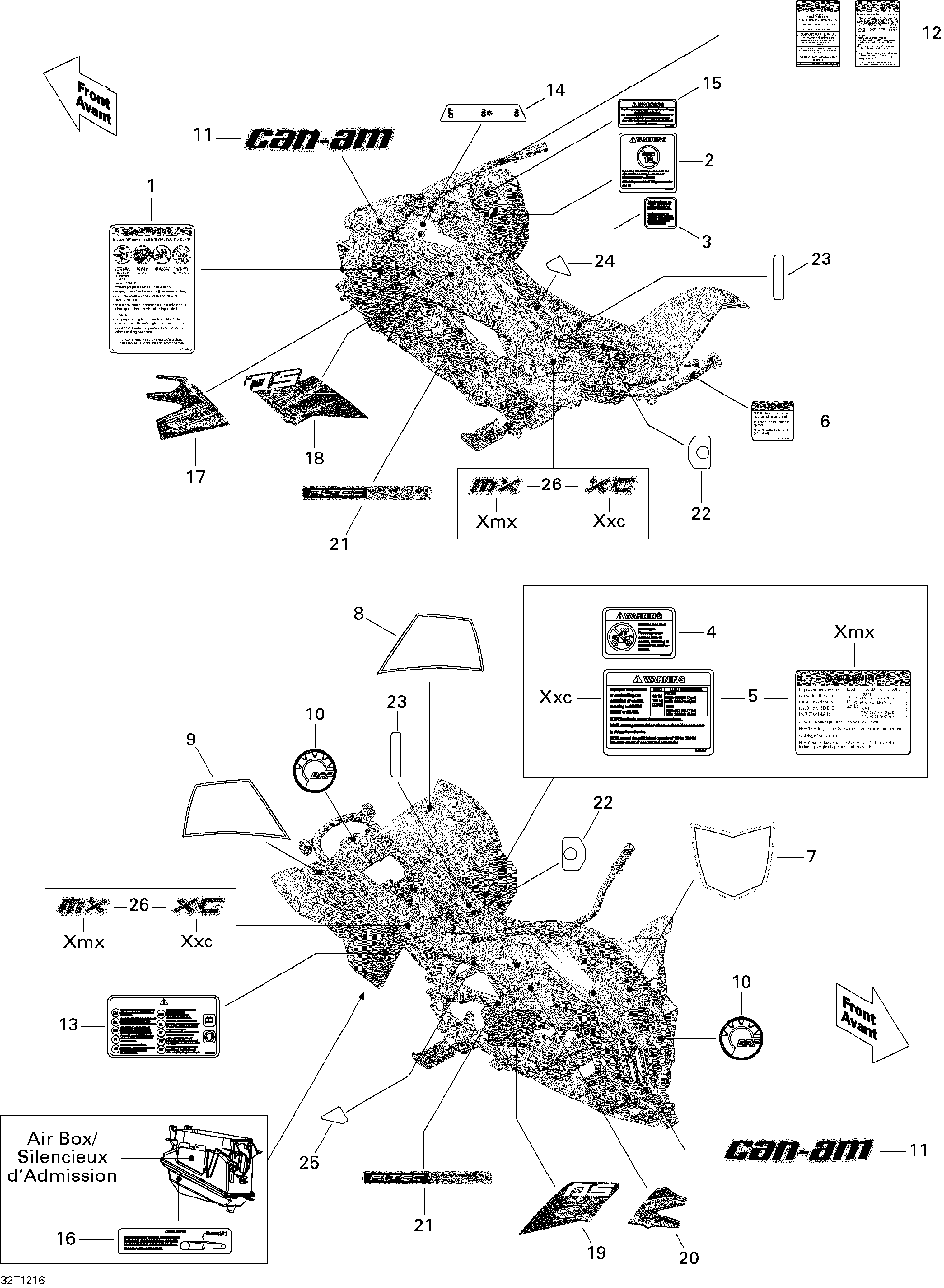 An Image of a Genuine Can-Am Parts Schematic Diagram showing the schematic - DECALS X XC_32T1216