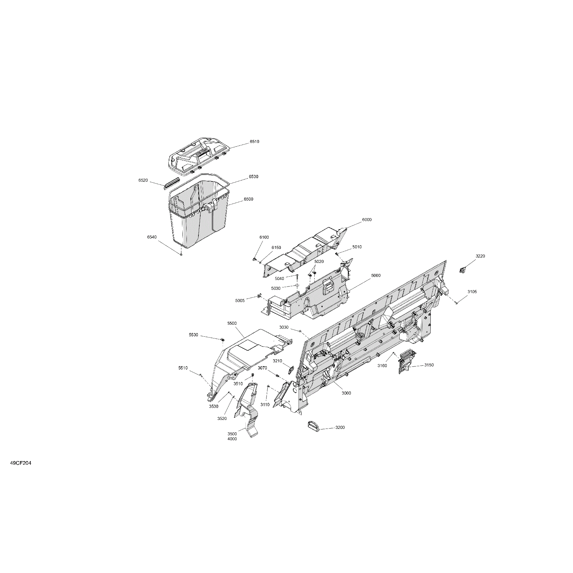 An Image of a Genuine Can-Am Parts Schematic Diagram showing the schematic - CAB INTERIOR - BACK WALL