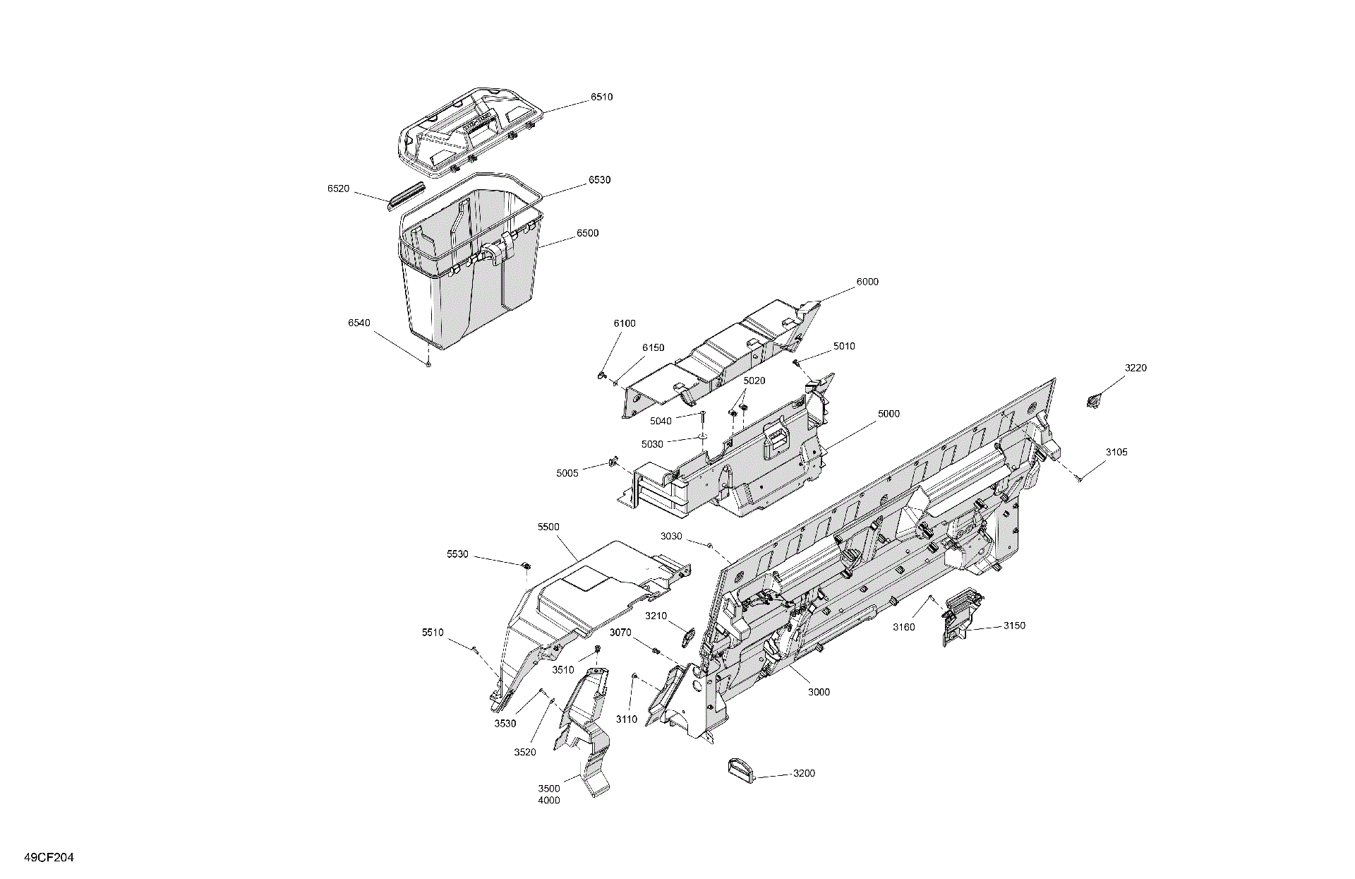 An Image of a Genuine Can-Am Parts Schematic Diagram showing the schematic - CAB INTERIOR - BACK WALL