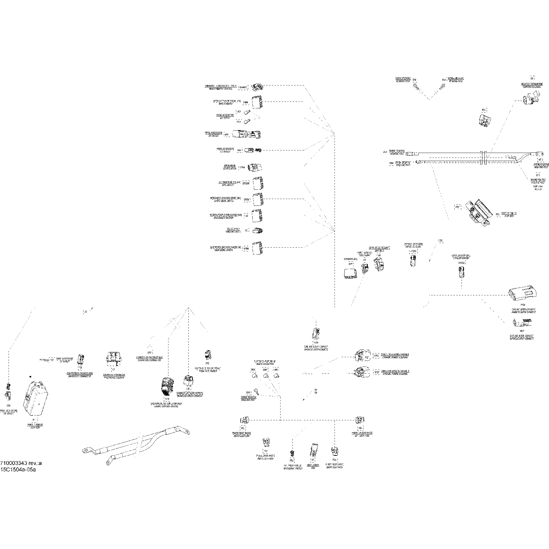 An Image of a Genuine Can-Am Parts Schematic Diagram showing the schematic - ELECTRICAL HARNESS MAIN HARNESS_15C1505A