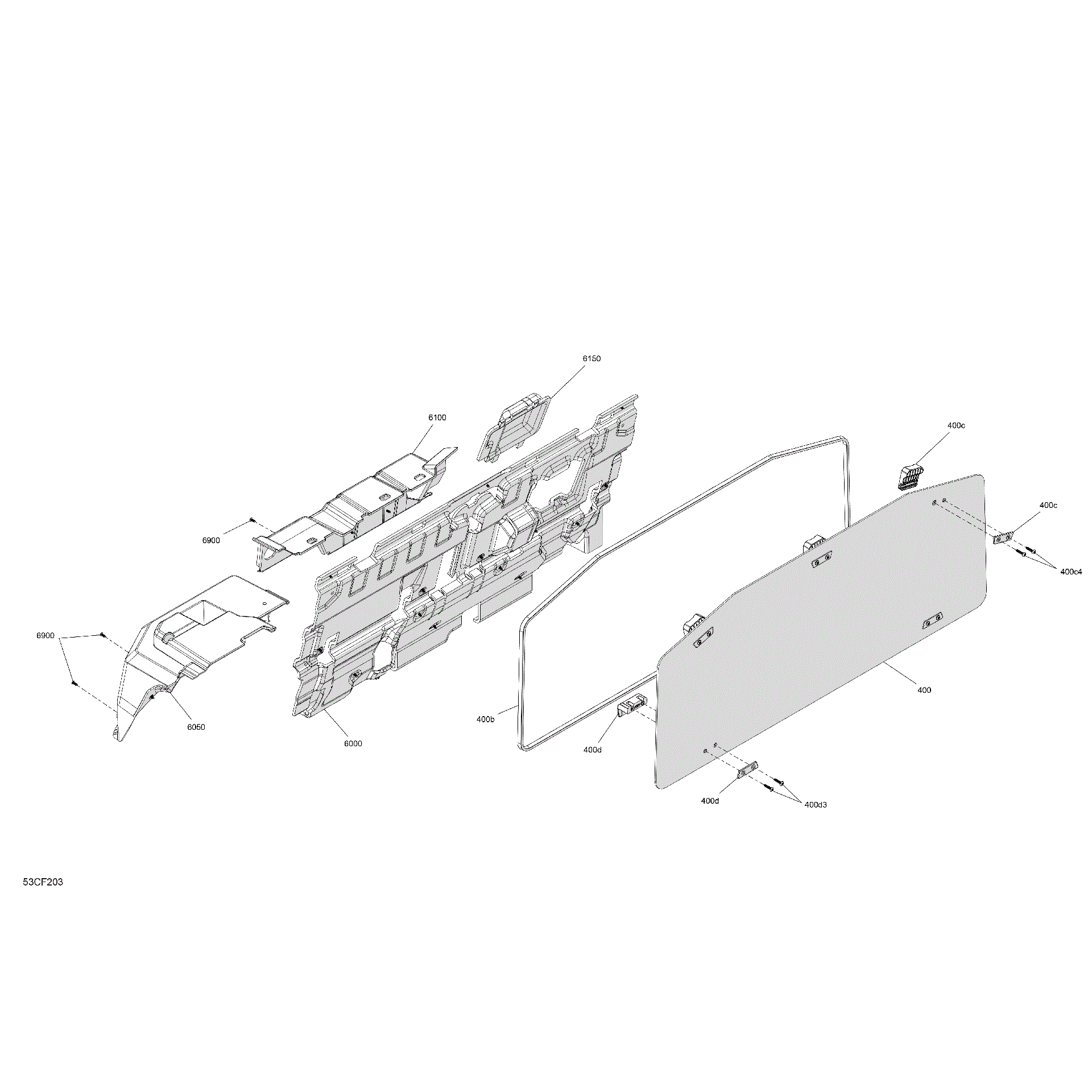 An Image of a Genuine Can-Am Parts Schematic Diagram showing the schematic - ENCLOSURE CAB - BACK WALL