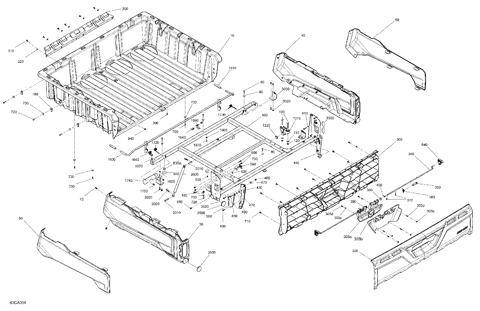 An Image of a Genuine Can-Am Parts Schematic Diagram showing the schematic - BODY - CARGO