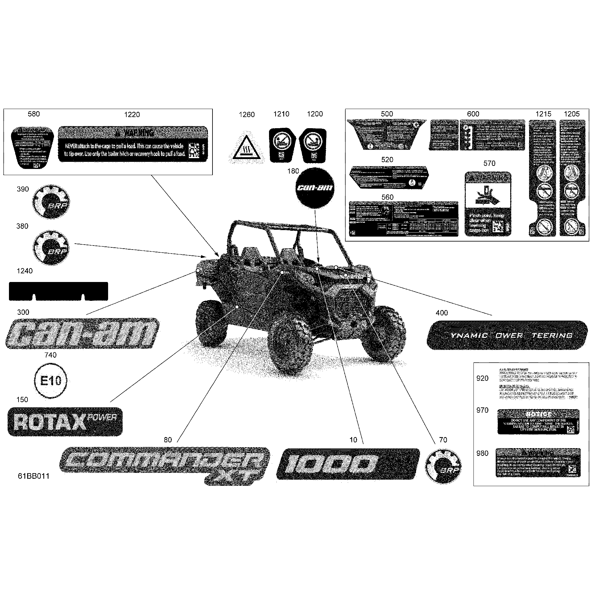 An Image of a Genuine Can-Am Parts Schematic Diagram showing the schematic - BODY - DECALS
