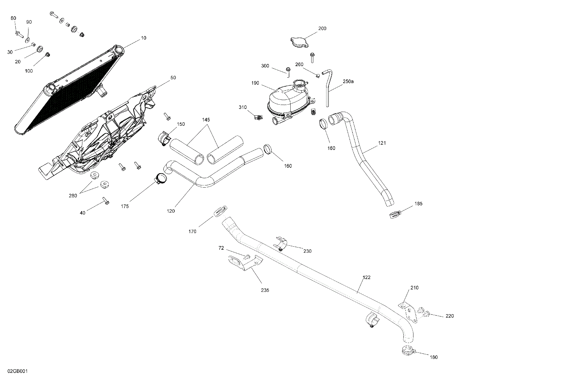 An Image of a Genuine Can-Am Parts Schematic Diagram showing the schematic - ENGINE - COOLING