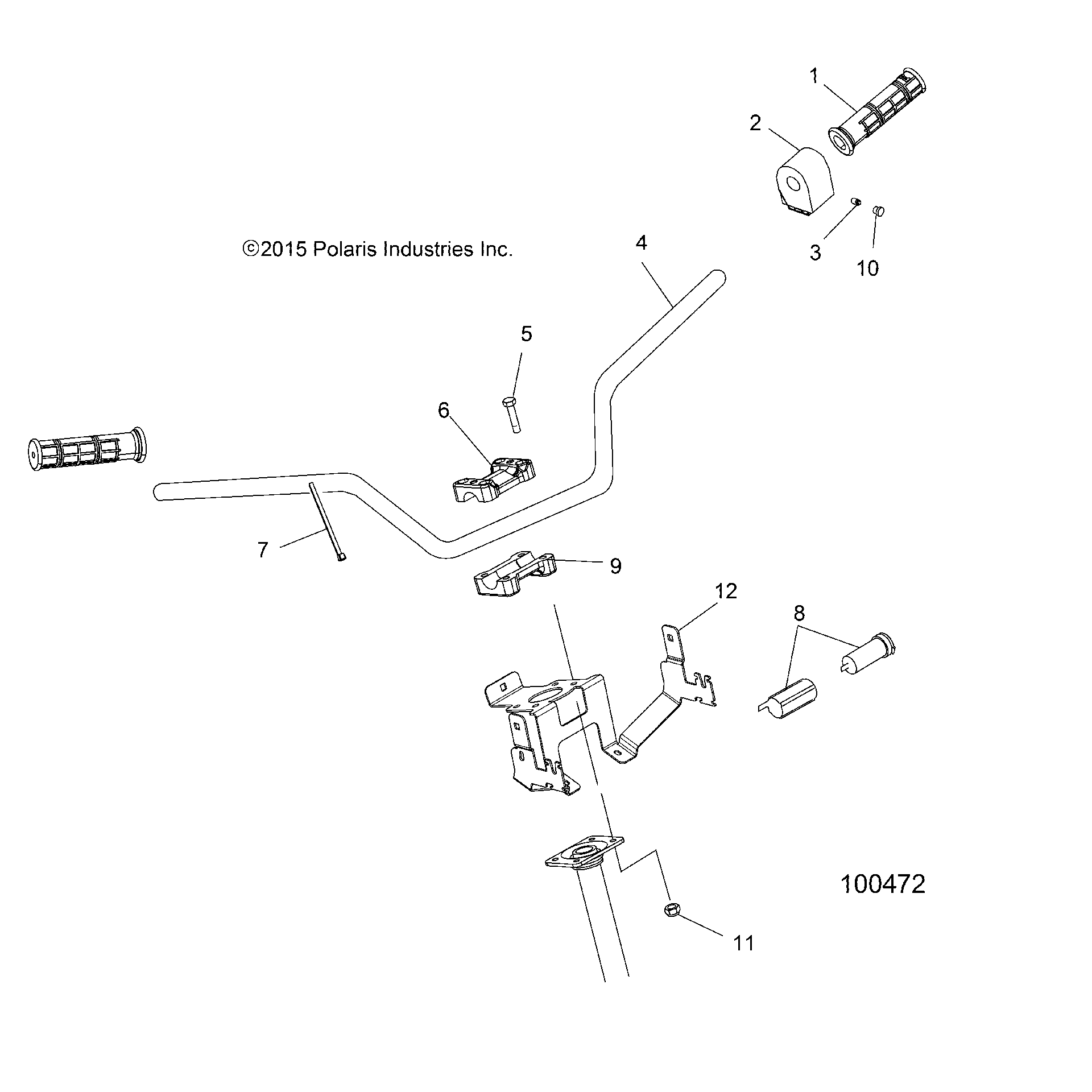 An Image of a Genuine Polaris Parts Schematic Diagram showing the schematic - STEERING: HANDLEBAR and CONTROLS - 2018 POLARIS SPORTSMAN 450 HO