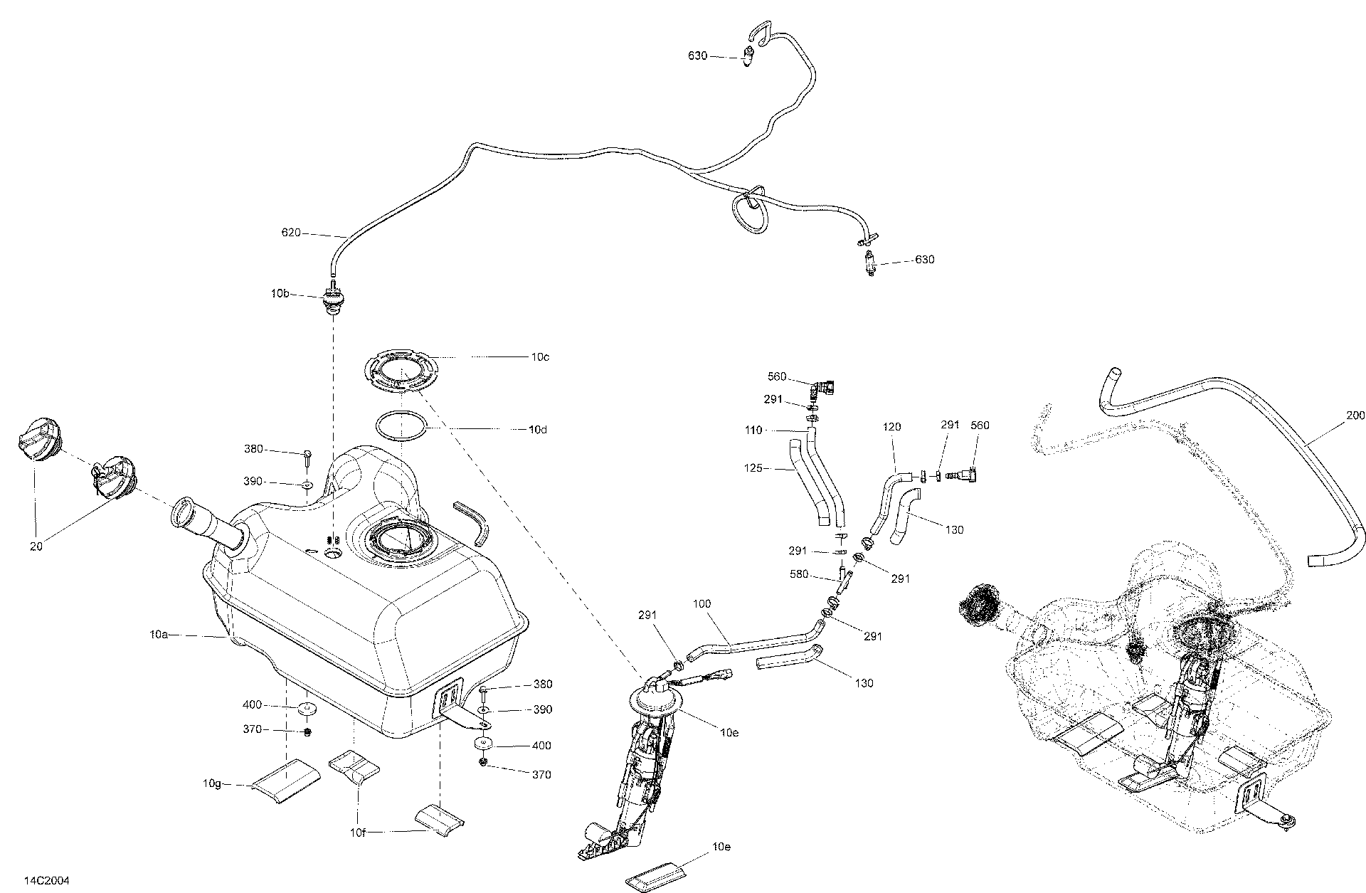 An Image of a Genuine Can-Am Parts Schematic Diagram showing the schematic - FUEL
