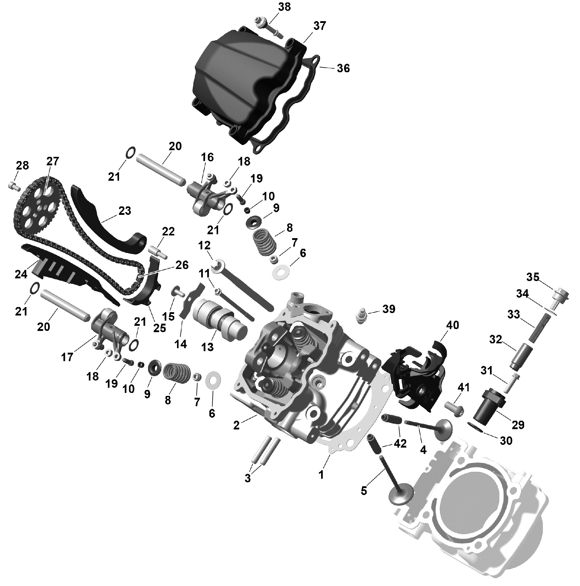 An Image of a Genuine Can-Am Parts Schematic Diagram showing the schematic - ROTAX - FRONT CYLINDER HEAD