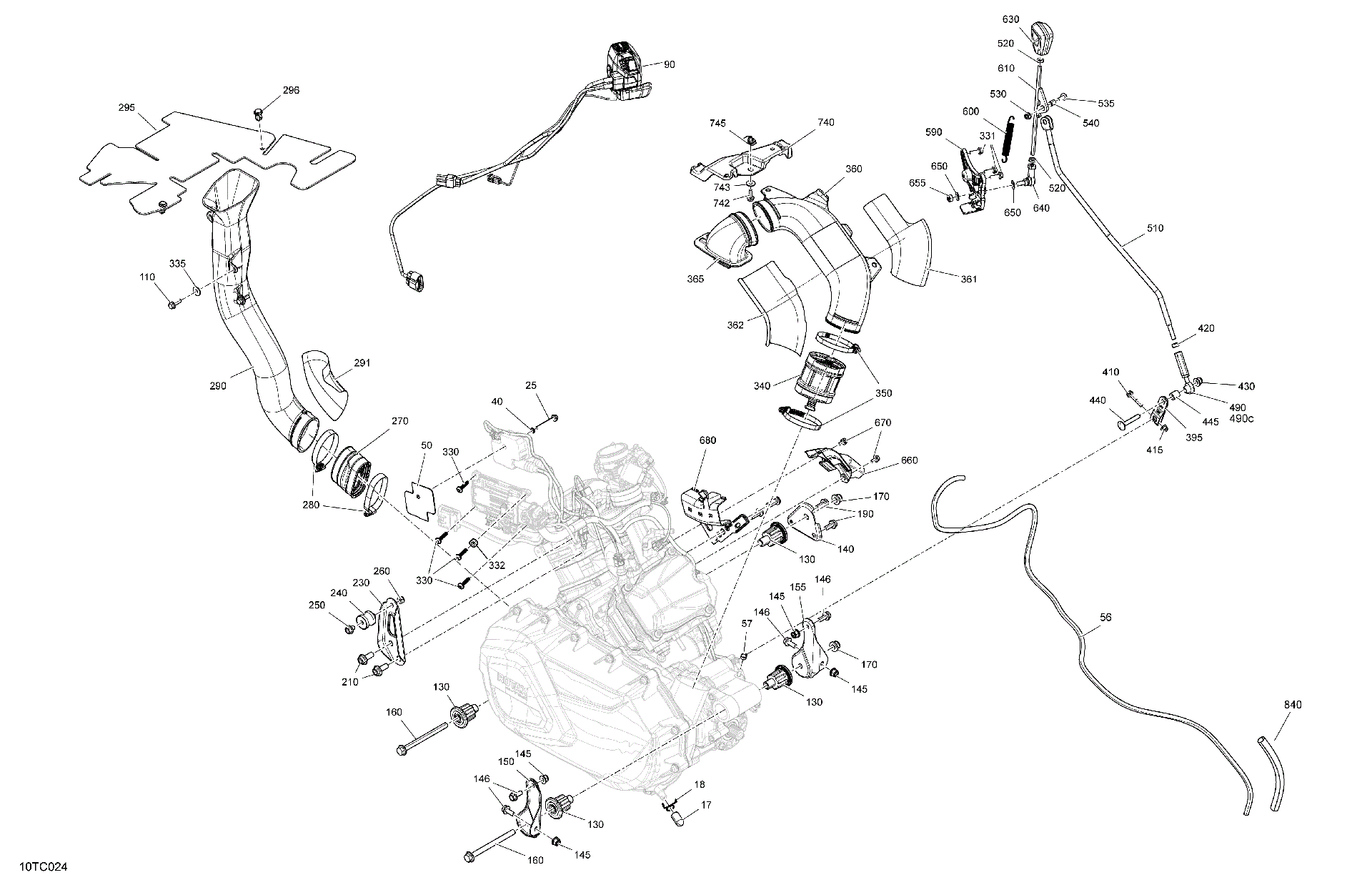 An Image of a Genuine Can-Am Parts Schematic Diagram showing the schematic - ENGINE - SYSTEM