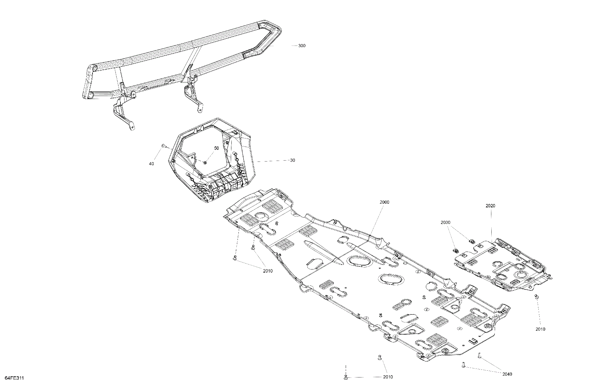 An Image of a Genuine Can-Am Parts Schematic Diagram showing the schematic - BODY - SKID PLATE AND BUMPER