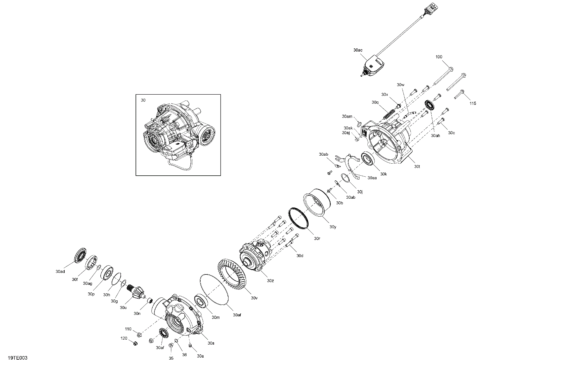 An Image of a Genuine Can-Am Parts Schematic Diagram showing the schematic - DRIVE - FRONT - DIFFERENTIAL PARTS