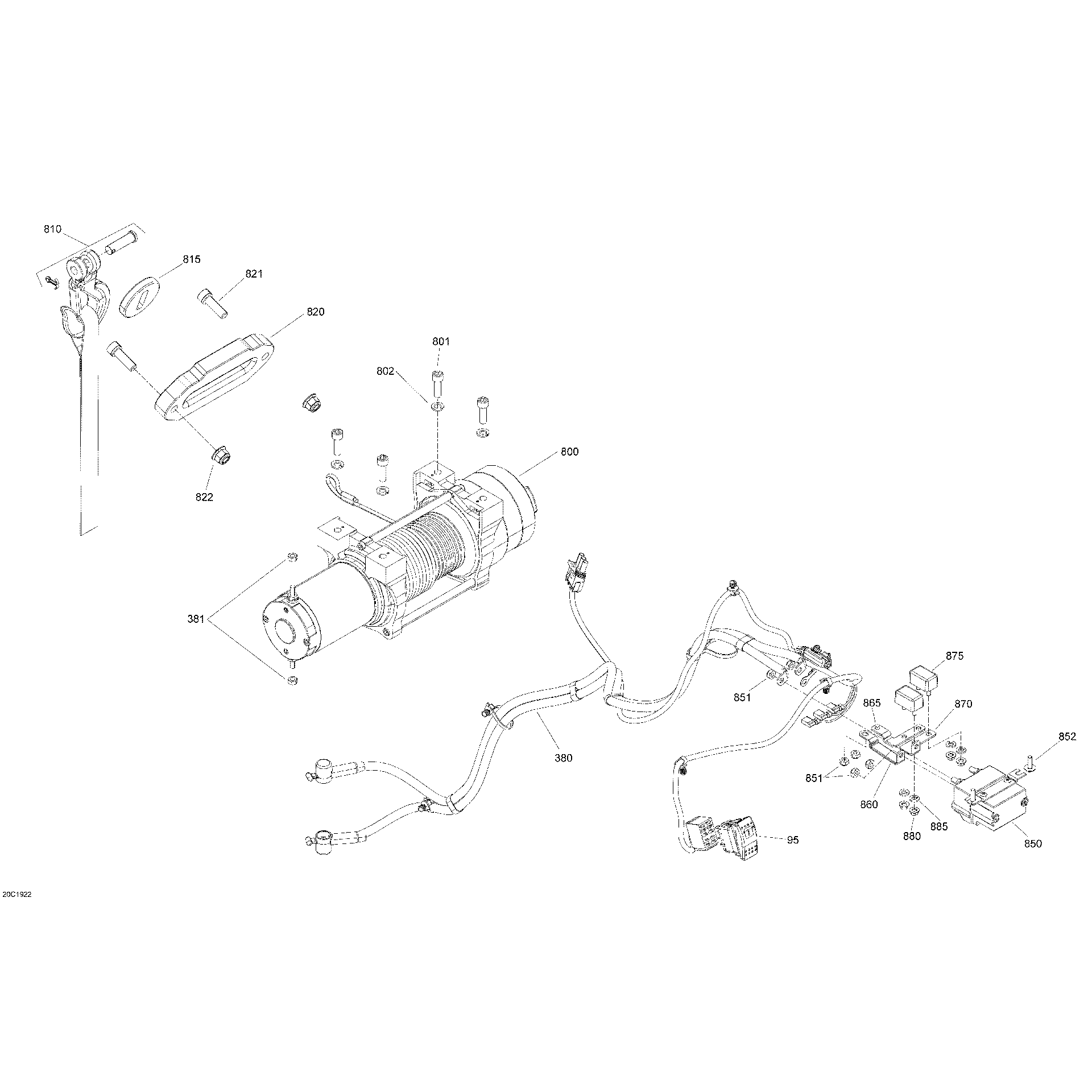 An Image of a Genuine Can-Am Parts Schematic Diagram showing the schematic - ELECTRICAL WINCH