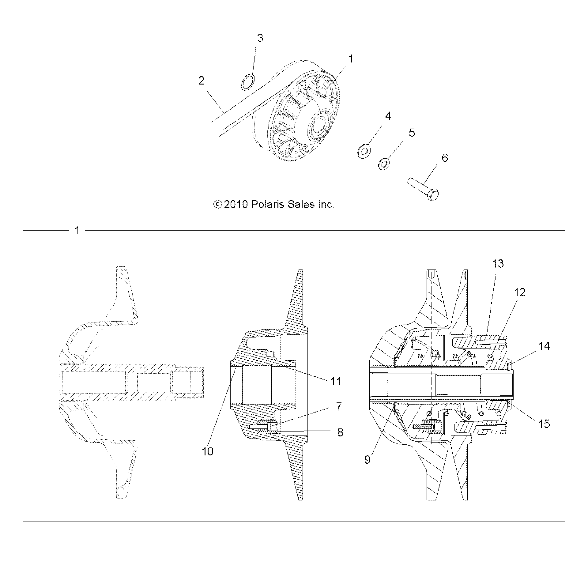 An Image of a Genuine Polaris Parts Schematic Diagram showing the schematic - DRIVE TRAIN: SECONDARY CLUTCH - 2016 POLARIS SPORTSMAN 570 EFI