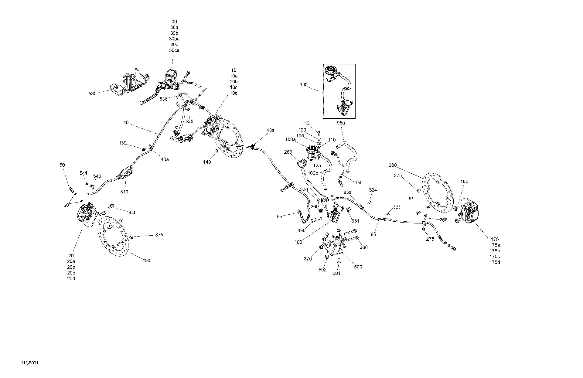 An Image of a Genuine Can-Am Parts Schematic Diagram showing the schematic - MECHANIC - BRAKE SYSTEM