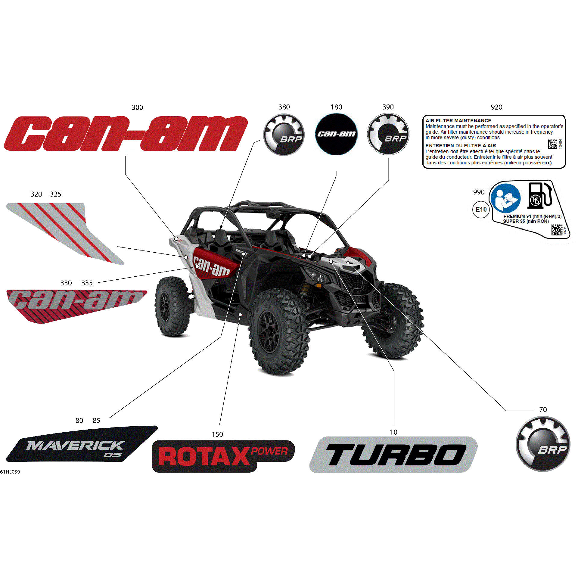 An Image of a Genuine Can-Am Parts Schematic Diagram showing the schematic - BODY - DECALS