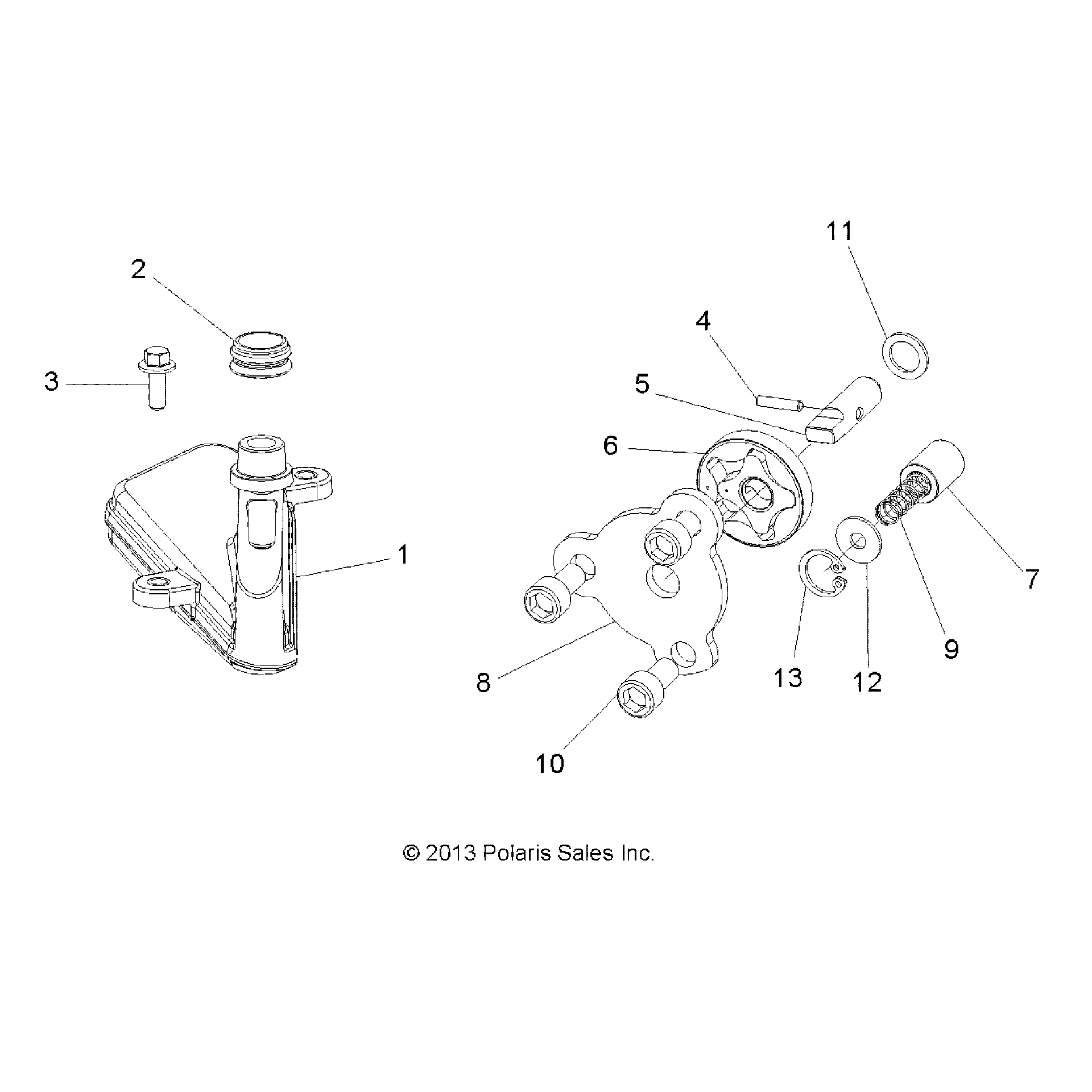 An Image of a Genuine Polaris Parts Schematic Diagram showing the schematic - ENGINE: OIL PUMP - 2016 POLARIS ACE 325 EFI