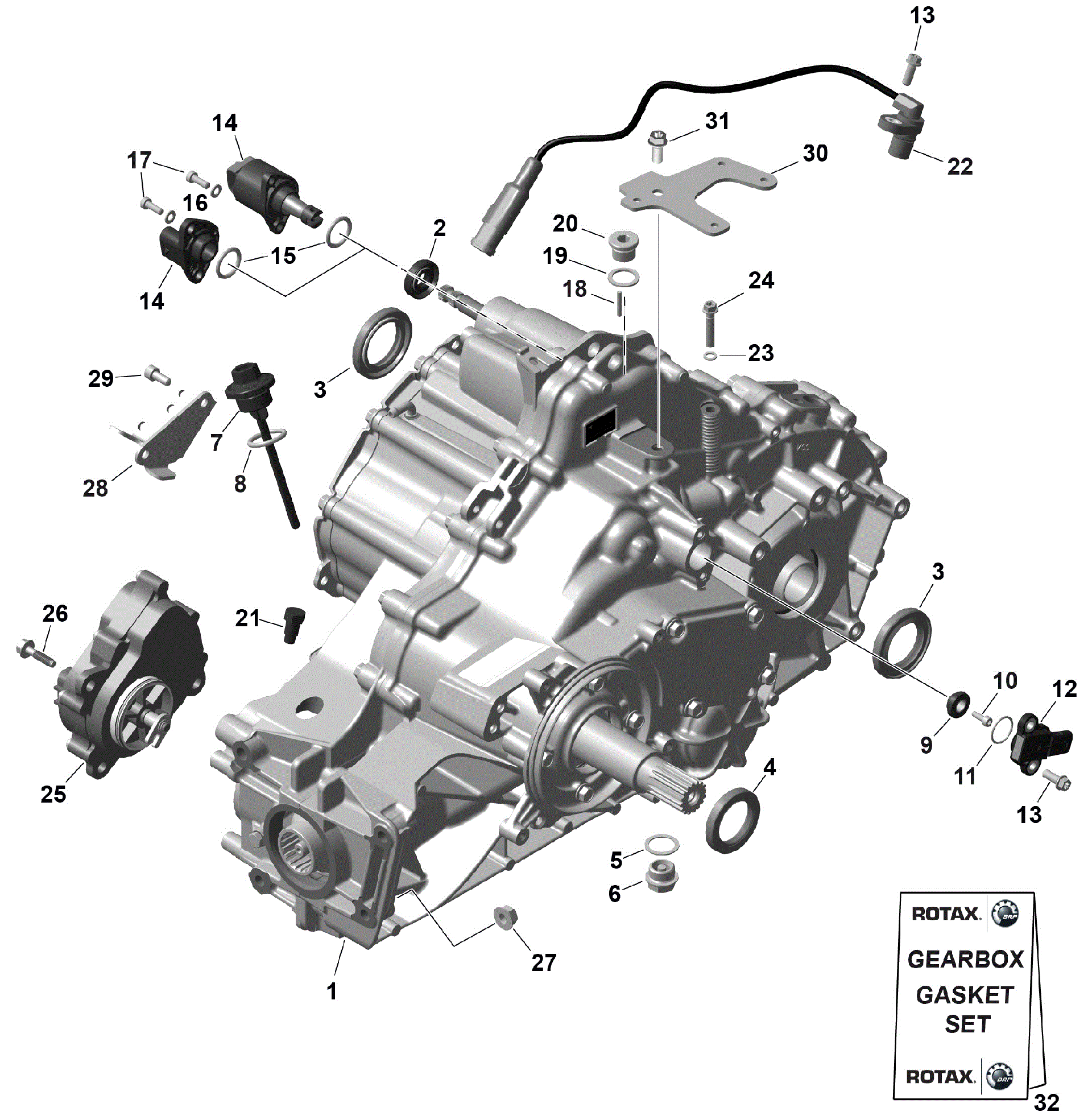 An Image of a Genuine Can-Am Parts Schematic Diagram showing the schematic - ROTAX - GEARBOX