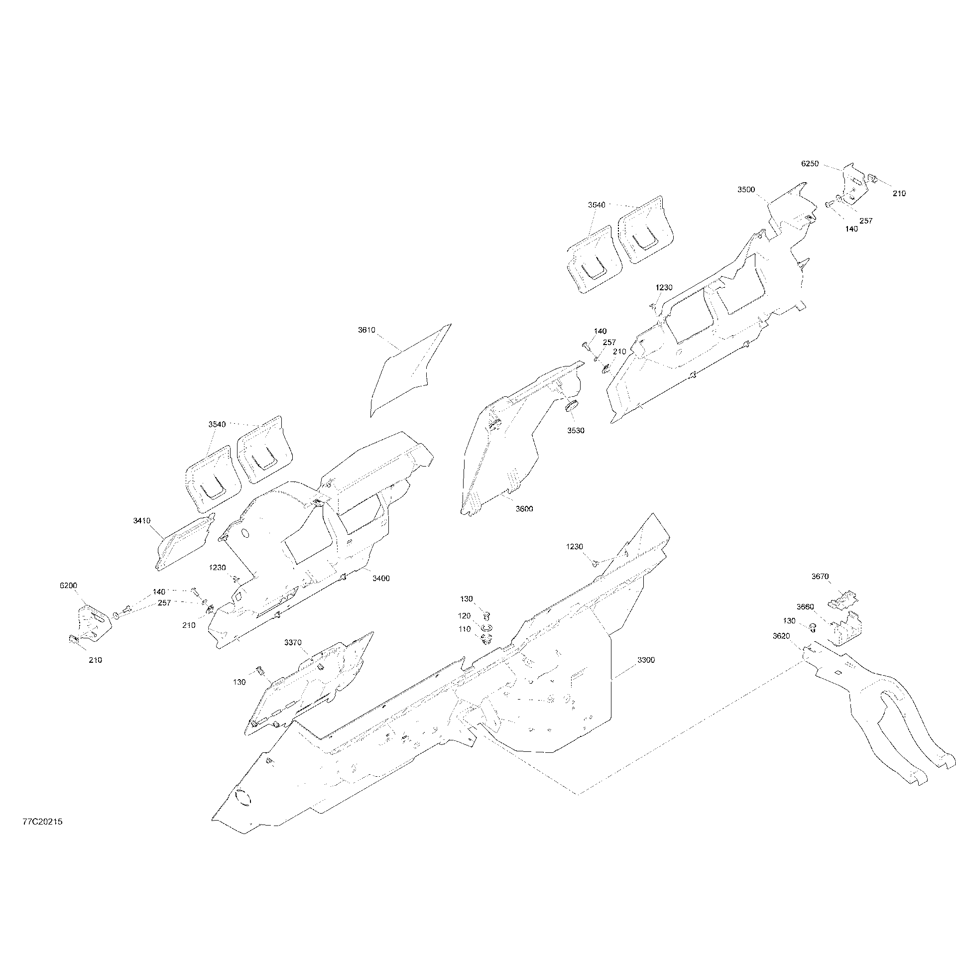 An Image of a Genuine Can-Am Parts Schematic Diagram showing the schematic - CAB INTERIOR - BACK WALL - STD