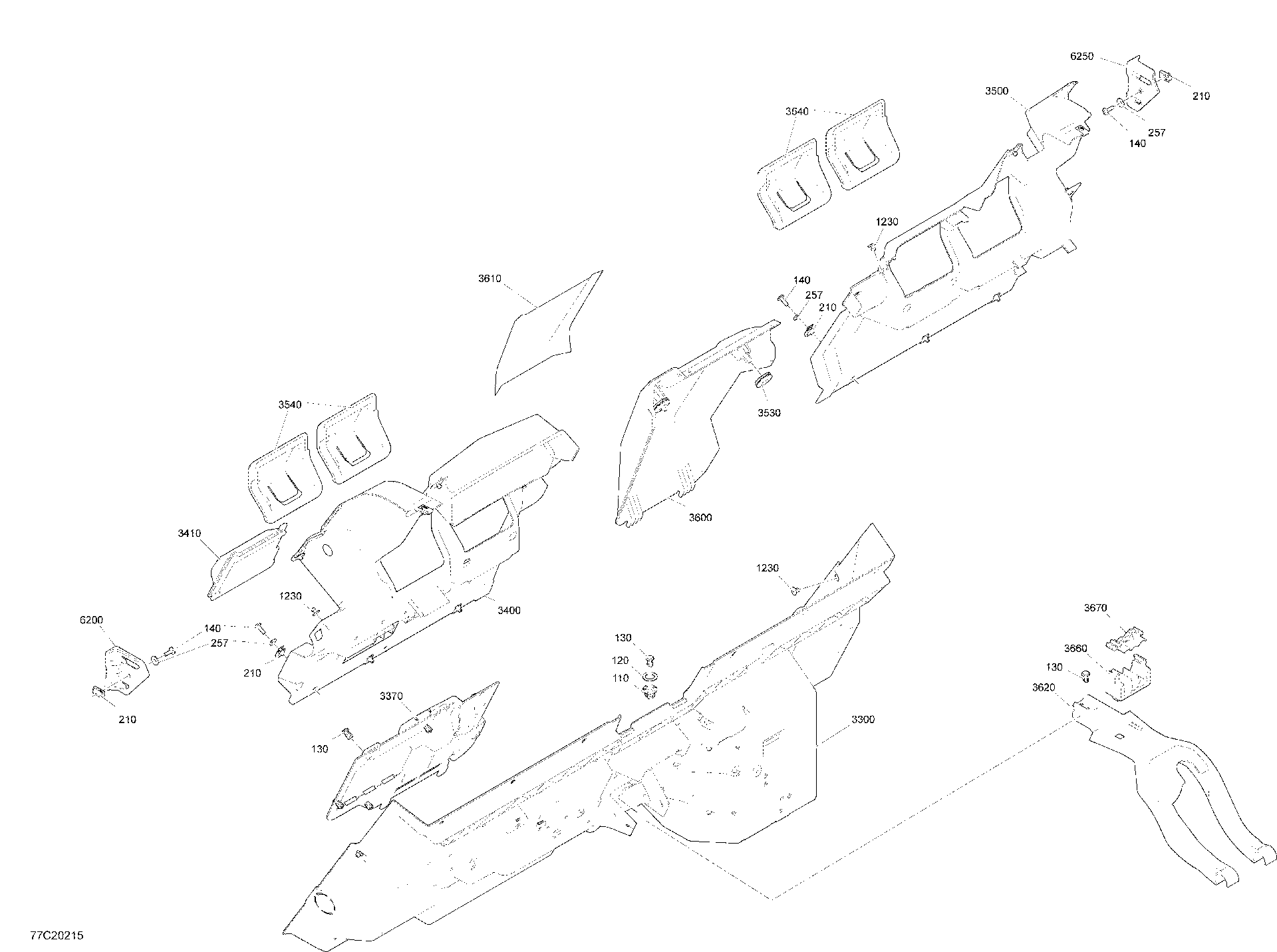 An Image of a Genuine Can-Am Parts Schematic Diagram showing the schematic - CAB INTERIOR - BACK WALL SECTION