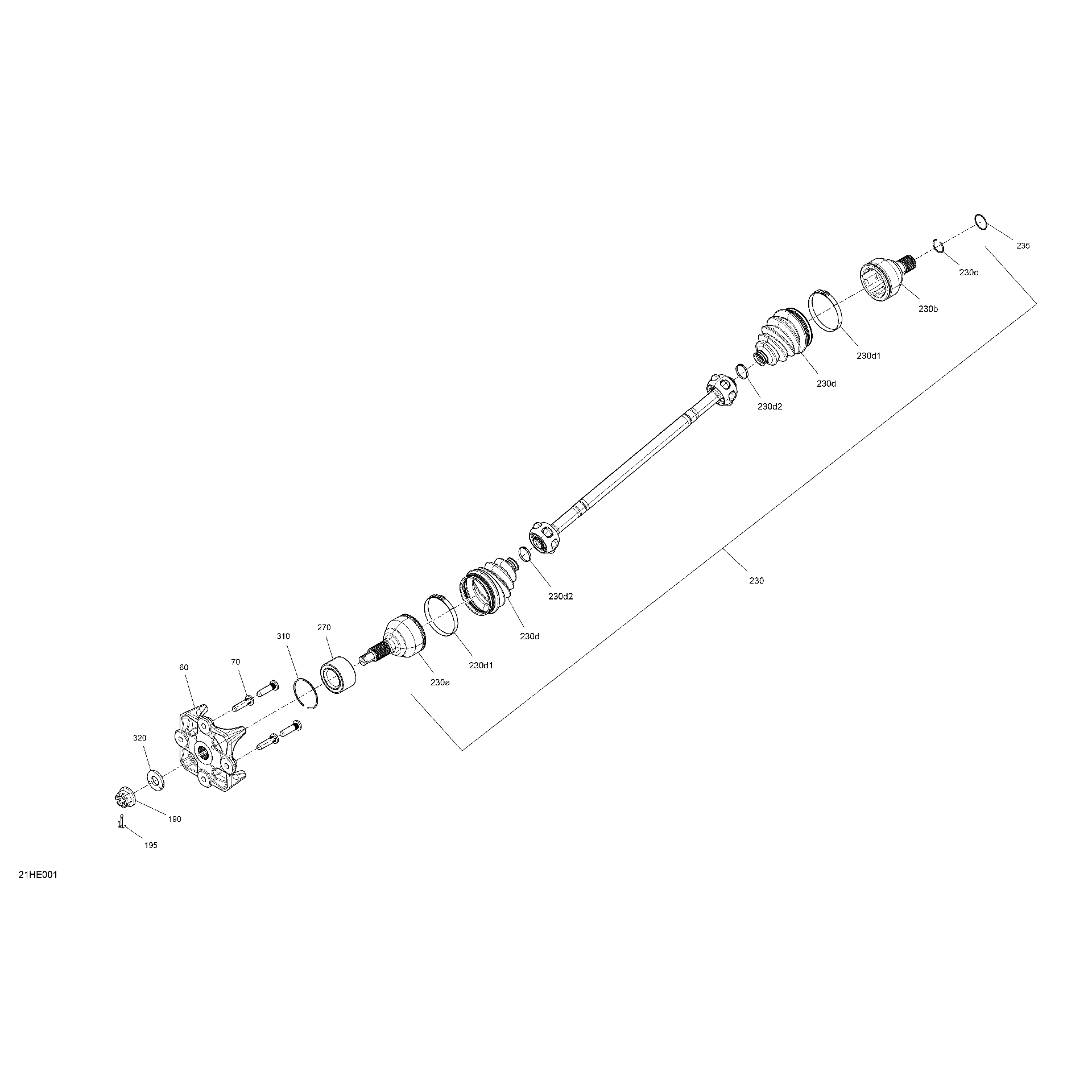 An Image of a Genuine Can-Am Parts Schematic Diagram showing the schematic - DRIVE - REAR - COMMON PARTS