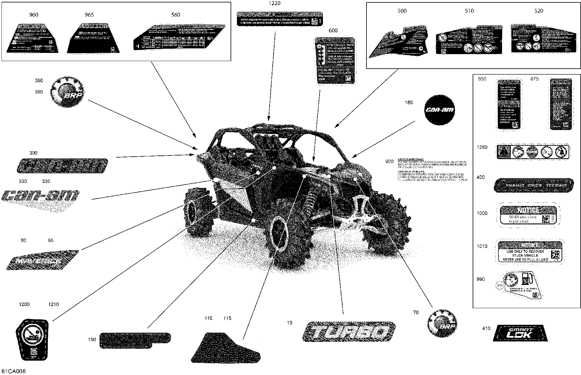 An Image of a Genuine Can-Am Parts Schematic Diagram showing the schematic - BODY - DECALS