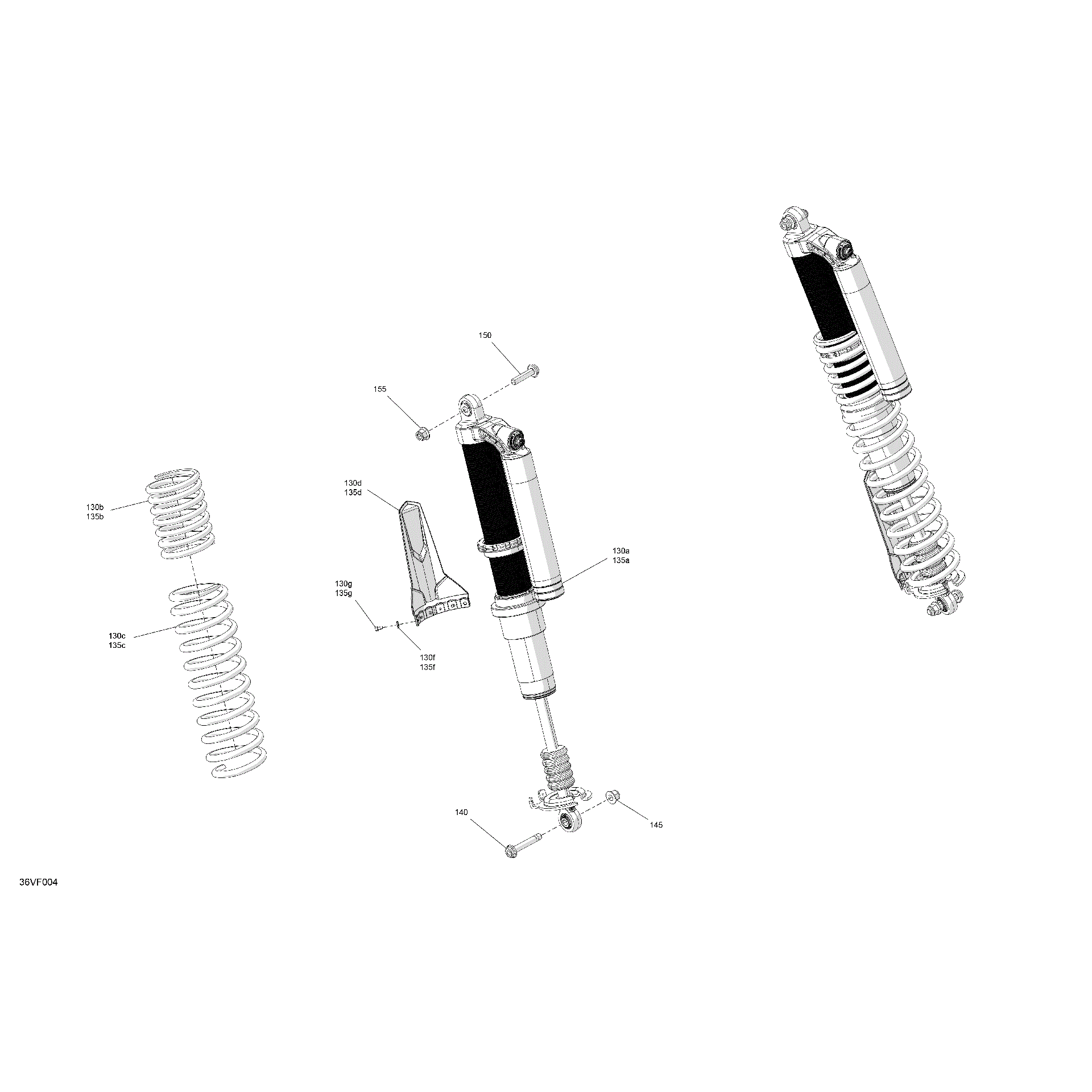 An Image of a Genuine Can-Am Parts Schematic Diagram showing the schematic - SUSPENSION - REAR SHOCKS