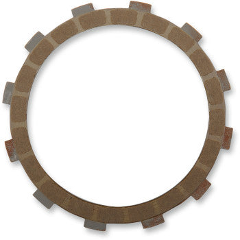 The Clutch Friction Plate by Barnett is a round, heavy-duty metallic ring with a bronze-brown textured surface, smooth inner edge, and evenly spaced rectangular tabs on the outer edge—perfect for pairing with steel drive plates.